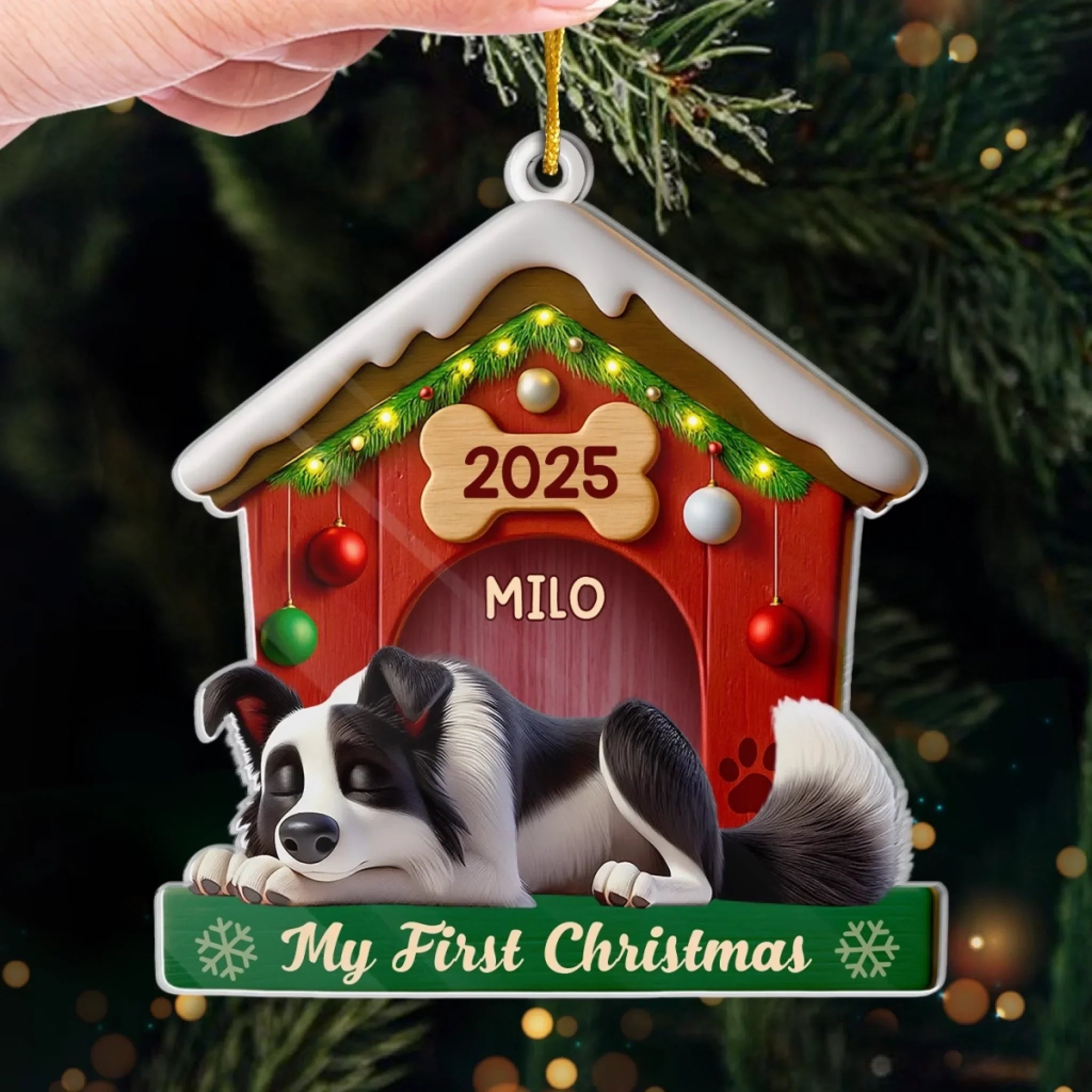 Custom Acrylic Ornament - Personalized Christmas Birthday Gifts For Dog Lovers, Dog Dad And Mom - Slept Through Santa, Woke Up To Love