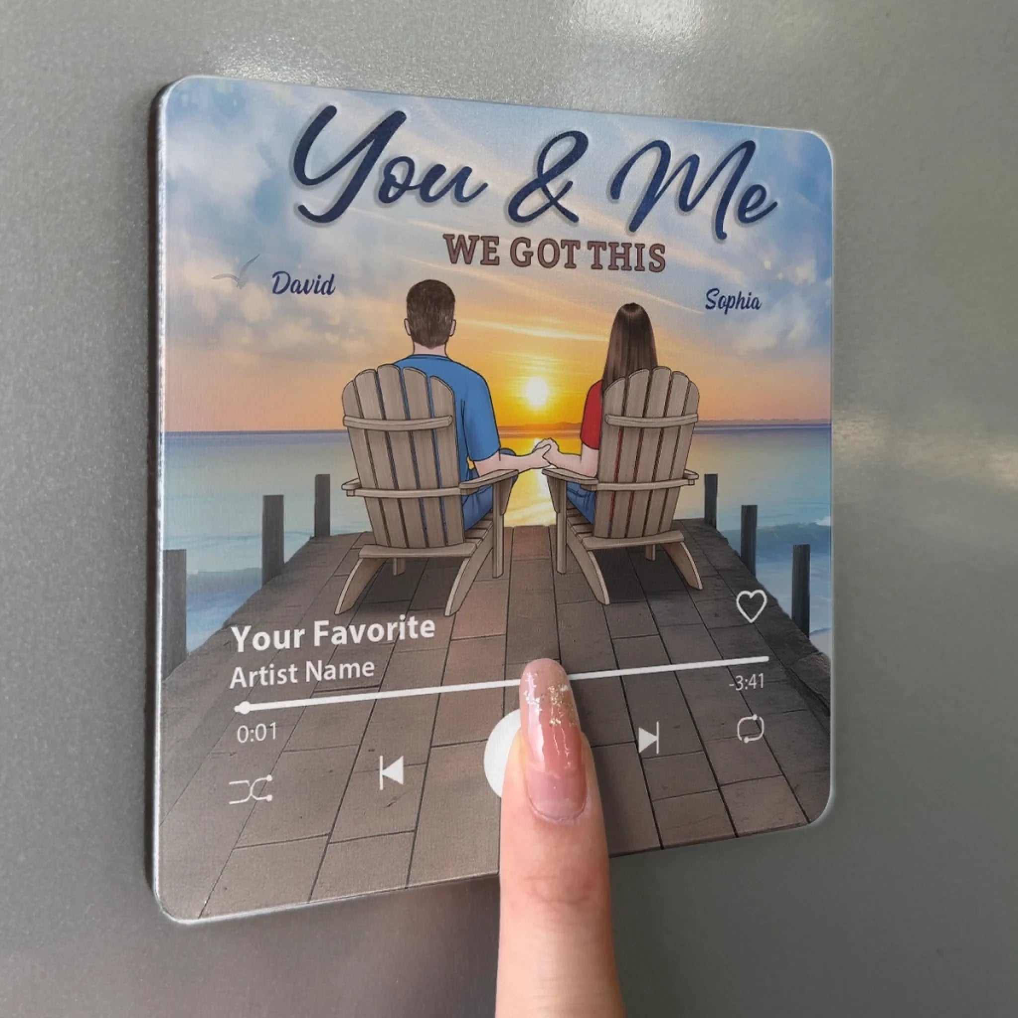 Custom Music Fridge Magnet That Can Play Songs - Personalized Anniversary Wedding Gifts For Husband And Wife, Him And Her - Loving You On Repeat