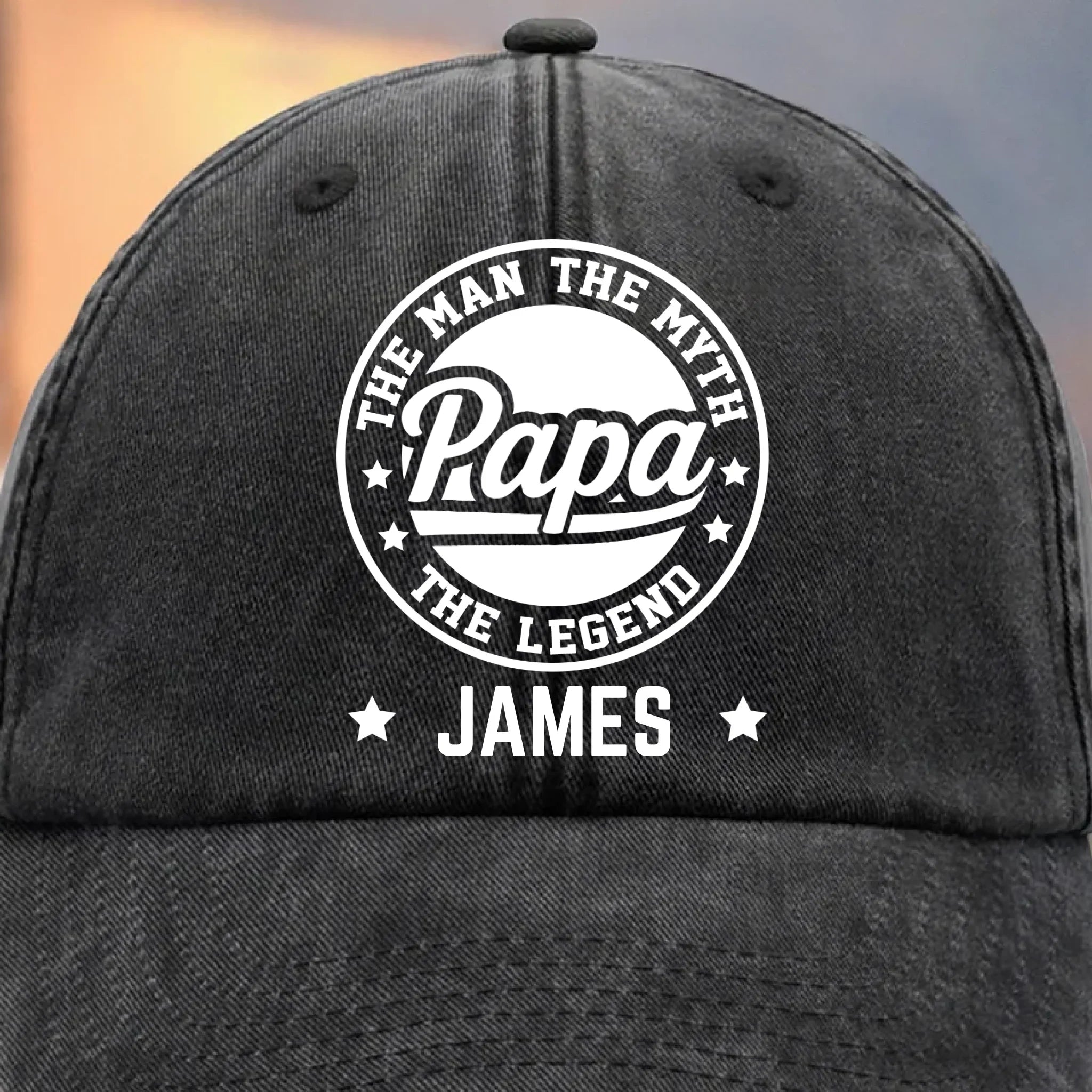All Hail The Original Legend - Family Personalized Custom Vintage Washed Denim Baseball Cap - Father's Day, Gift For Dad, Grandpa