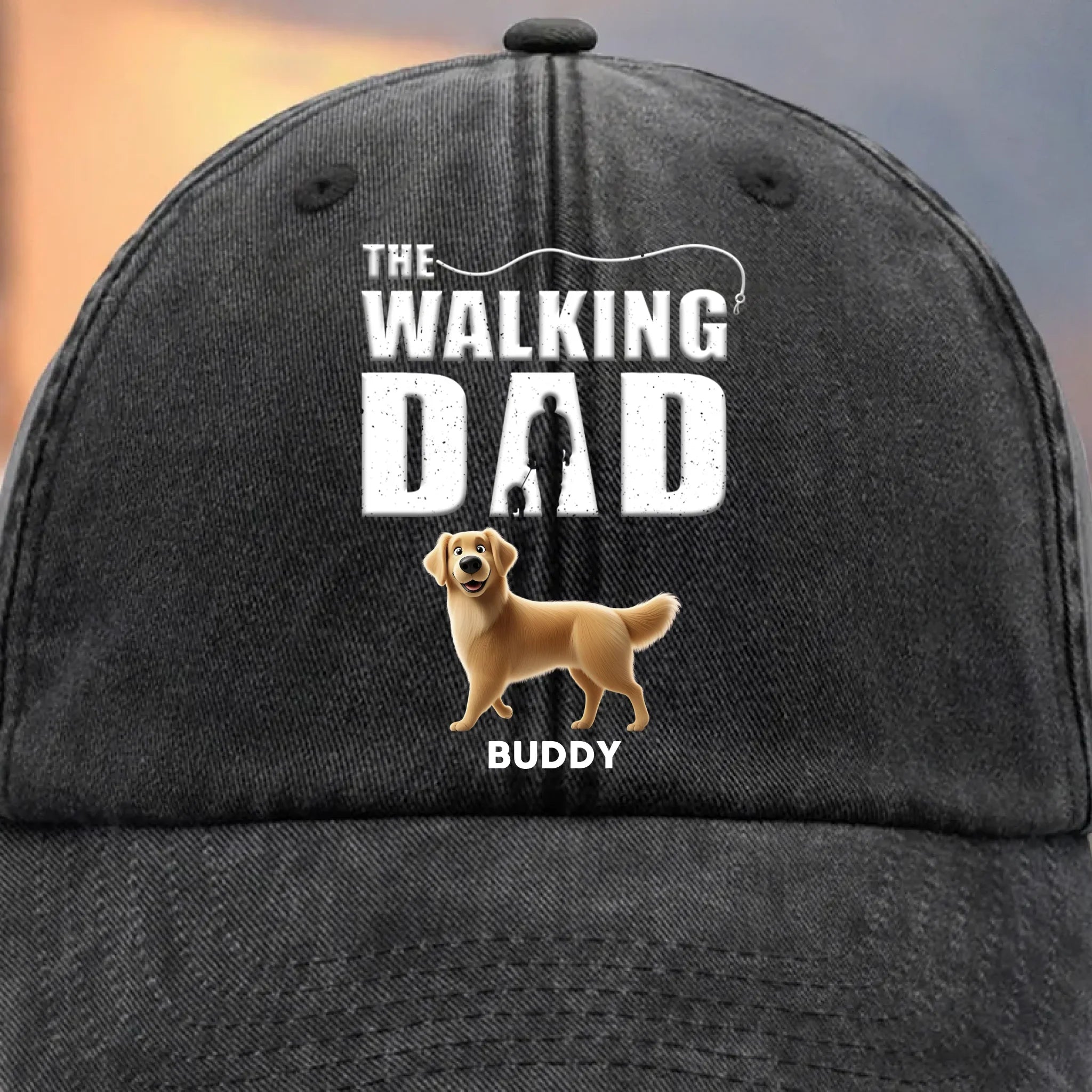Best Dog Dad On Patrol - Dog Personalized Custom Vintage Washed Denim Baseball Cap - Father's Day, Gift For Dad, Pet Owners, Pet Lovers