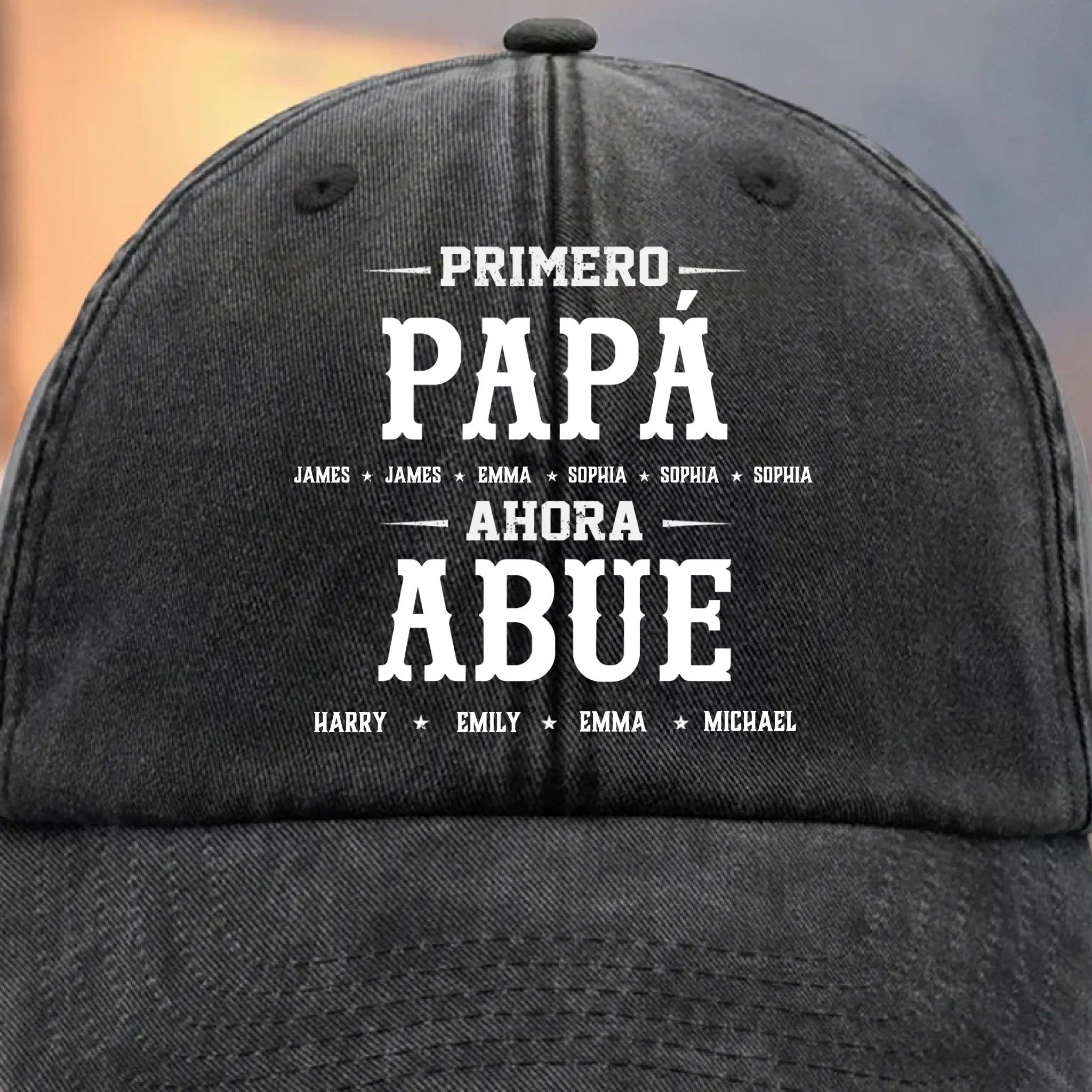 Gorra de Bisbol Personalizada de Mezclilla Vintage Lavada – Regalos de Cumpleaos Personalizados para Pap, Abuelo – Primero Pap, Ahora Abue