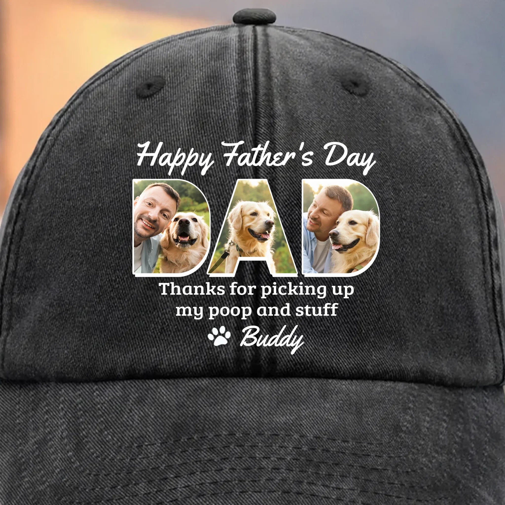 Custom Photo You're Pawsome, Even When I'm A Mess - Family Personalized Custom Vintage Washed Denim Baseball Cap - Father's Day, Gift For Pet Owners, Pet Lovers