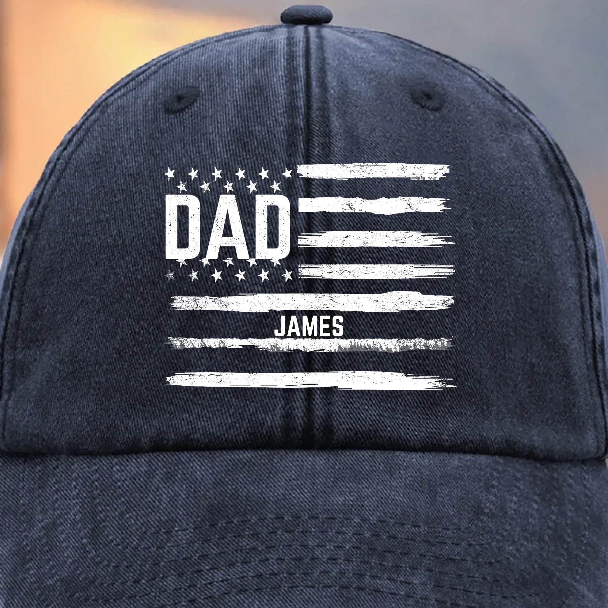 Carrying My Crew On My Cap - Family Personalized Custom Vintage Washed Denim Baseball Cap - Father's Day, Gift For Dad, Grandpa