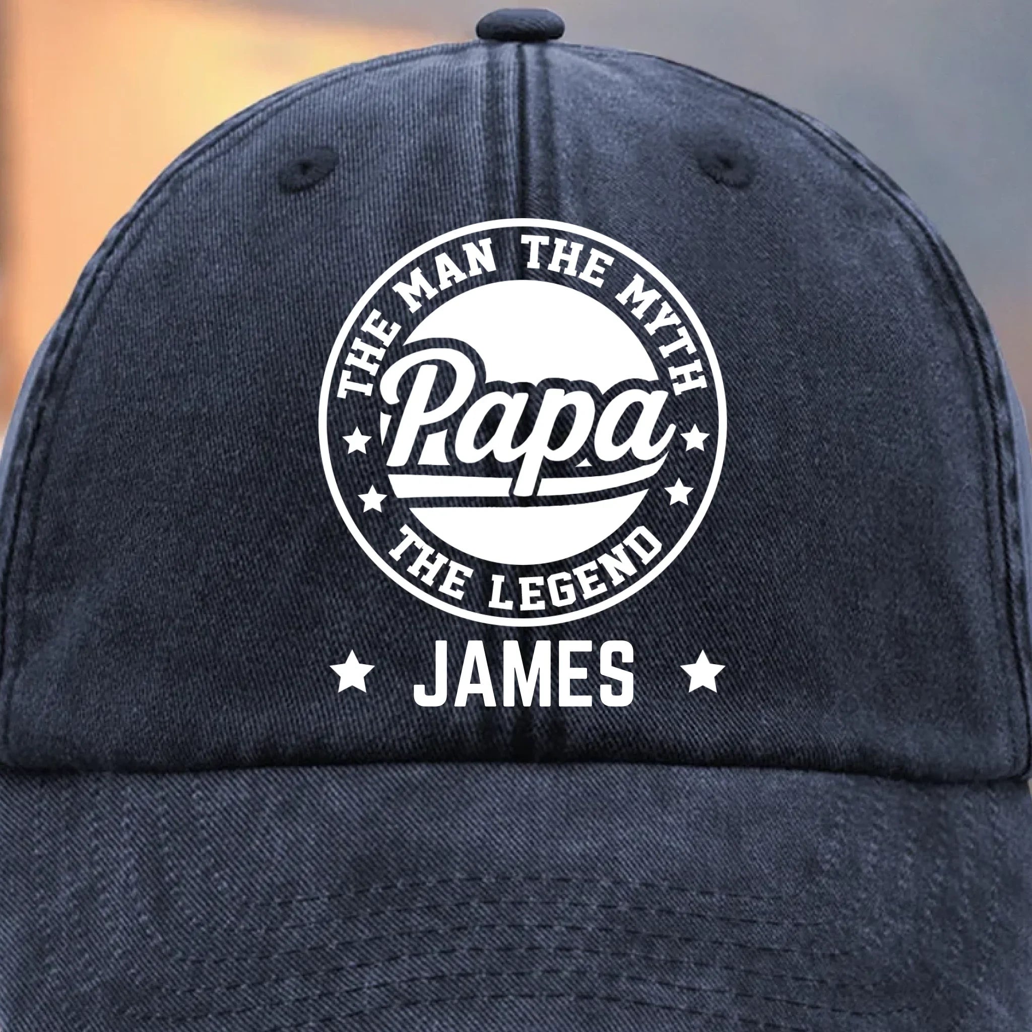 All Hail The Original Legend - Family Personalized Custom Vintage Washed Denim Baseball Cap - Father's Day, Gift For Dad, Grandpa