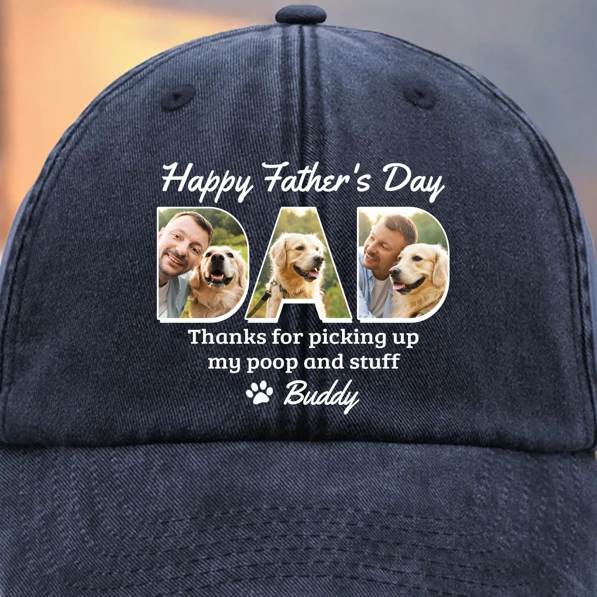 Custom Photo You're Pawsome, Even When I'm A Mess - Family Personalized Custom Vintage Washed Denim Baseball Cap - Father's Day, Gift For Pet Owners, Pet Lovers
