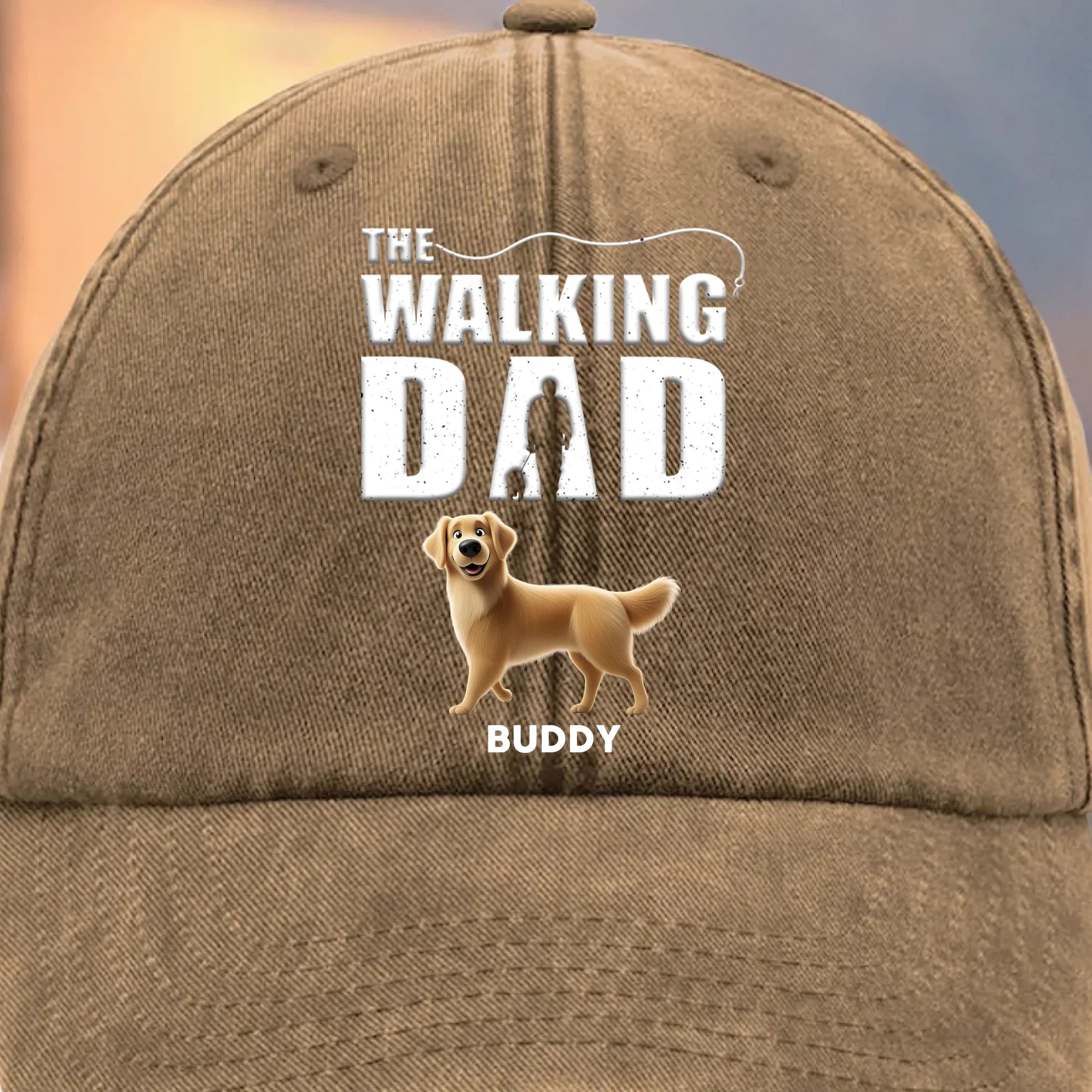 Best Dog Dad On Patrol - Dog Personalized Custom Vintage Washed Denim Baseball Cap - Father's Day, Gift For Dad, Pet Owners, Pet Lovers