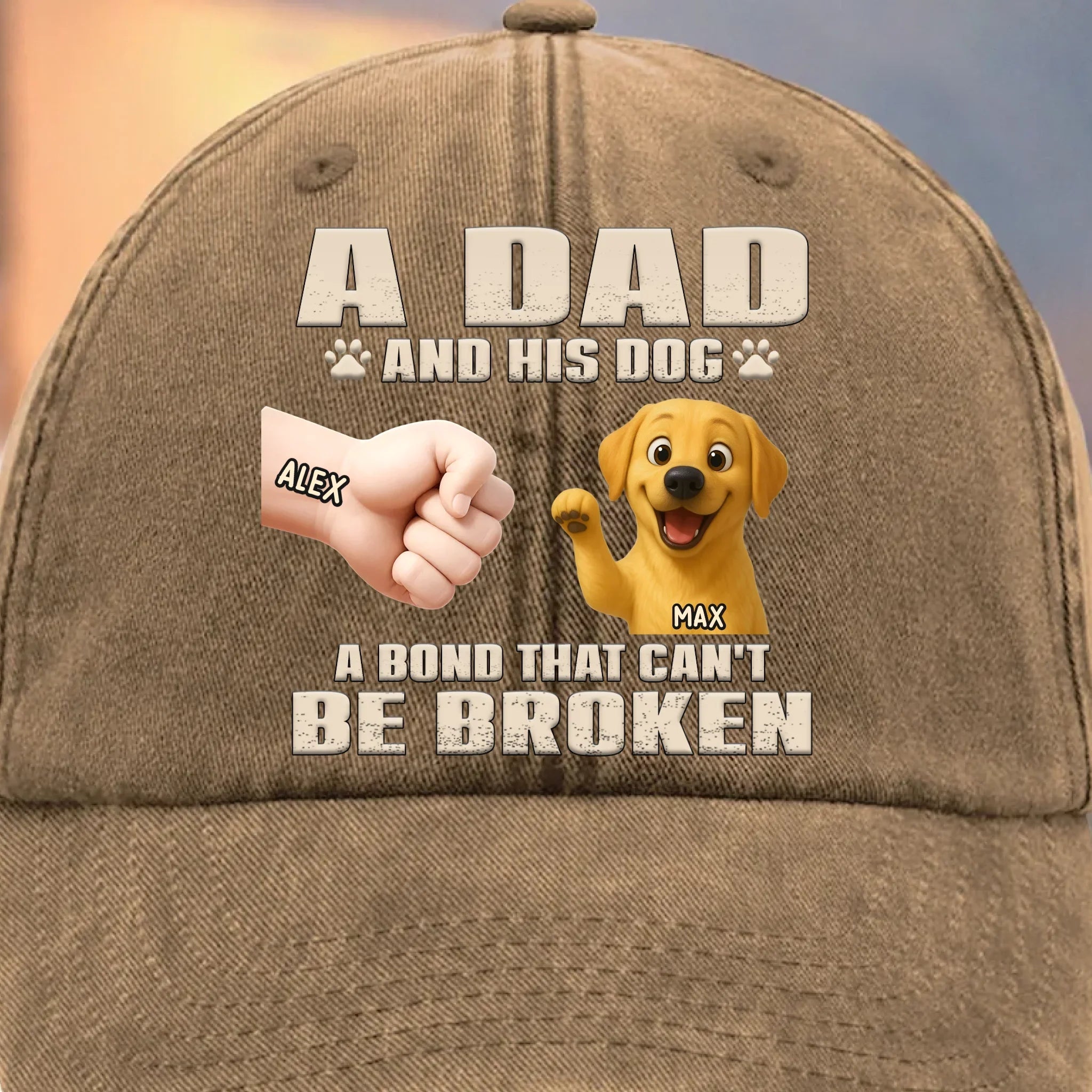 My Therapist Has Four Paws - Dog Personalized Custom Vintage Washed Denim Baseball Cap - Father's Day, Gift For Dad, Pet Owners, Pet Lovers