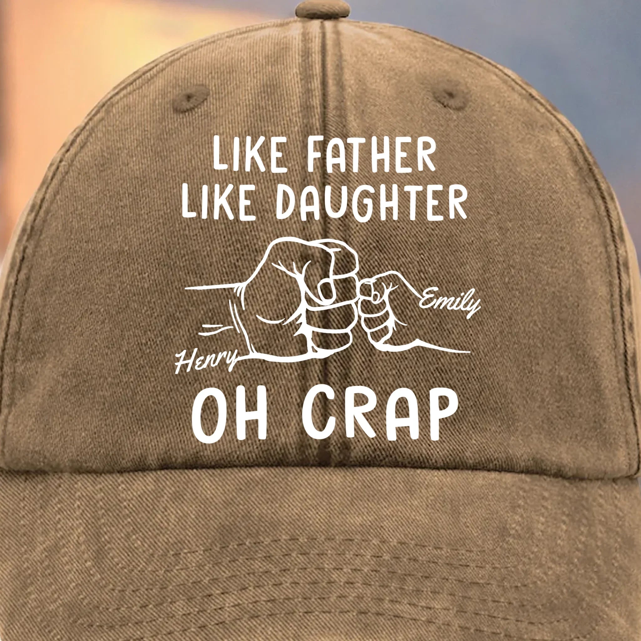 Matching Genes, Matching Mess - Family Personalized Custom Vintage Washed Denim Baseball Cap - Father's Day, Gift For Dad, Daughter