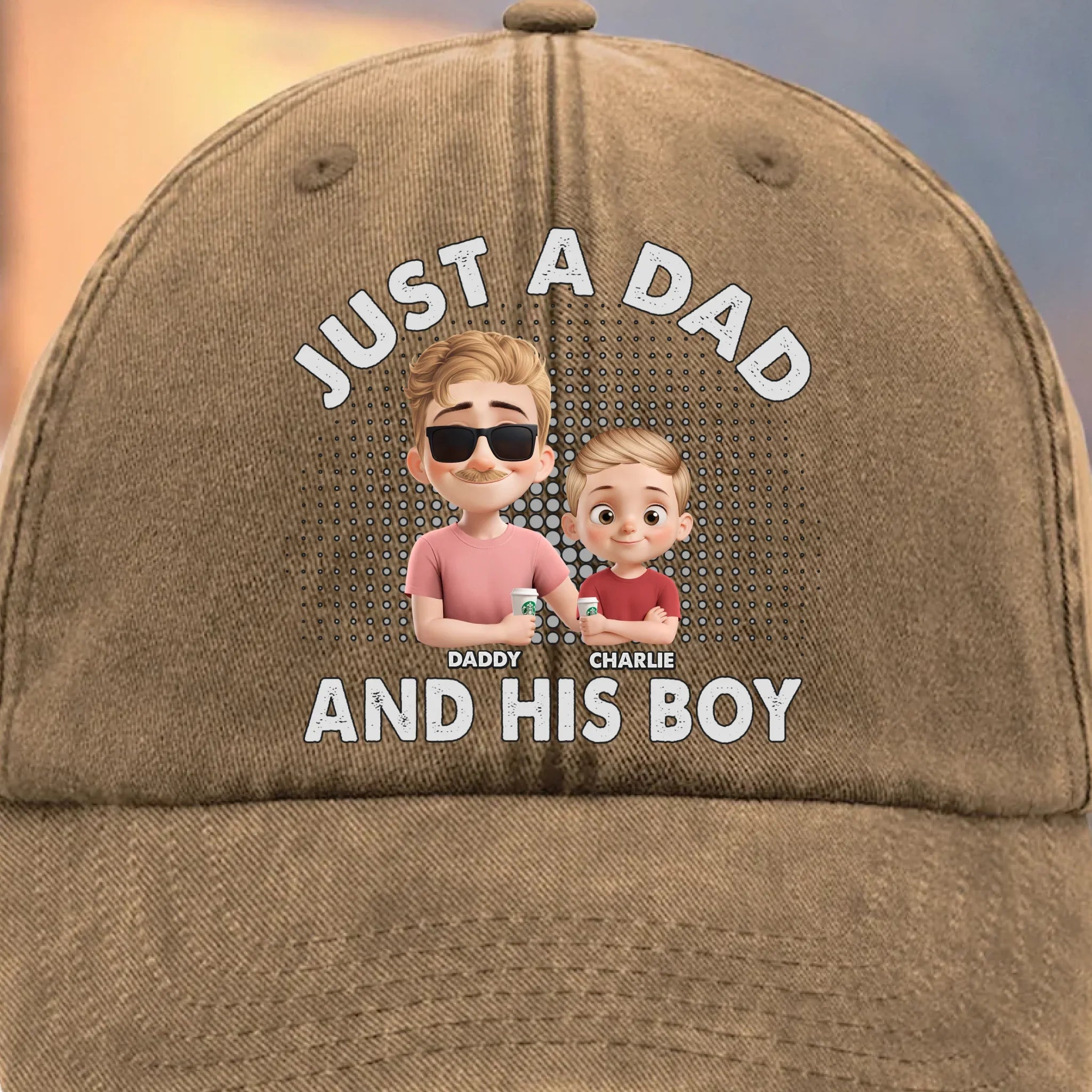 Built-in Besties Since Day One - Family Personalized Custom Vintage Washed Denim Baseball Cap - Father's Day, Gift For Dad