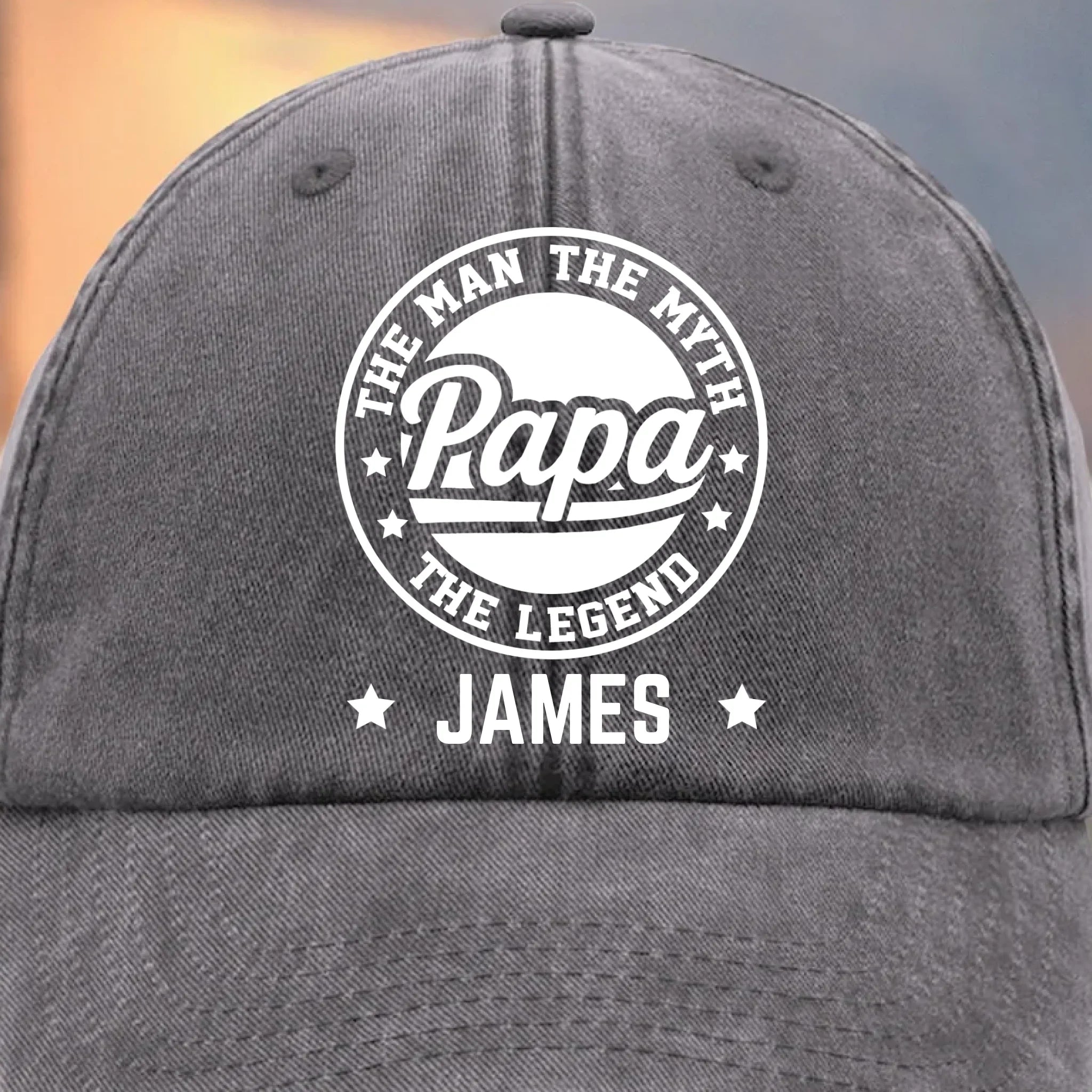 All Hail The Original Legend - Family Personalized Custom Vintage Washed Denim Baseball Cap - Father's Day, Gift For Dad, Grandpa