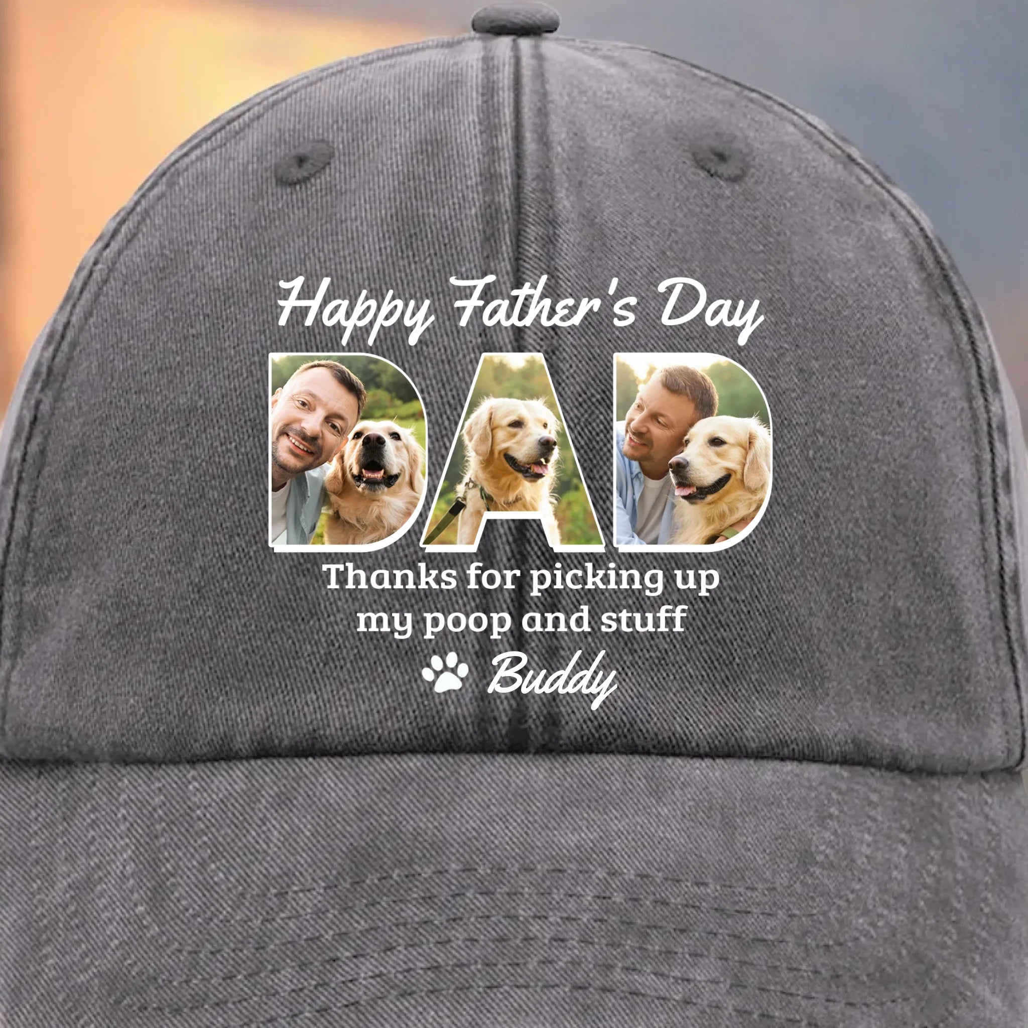 Custom Photo You're Pawsome, Even When I'm A Mess - Family Personalized Custom Vintage Washed Denim Baseball Cap - Father's Day, Gift For Pet Owners, Pet Lovers