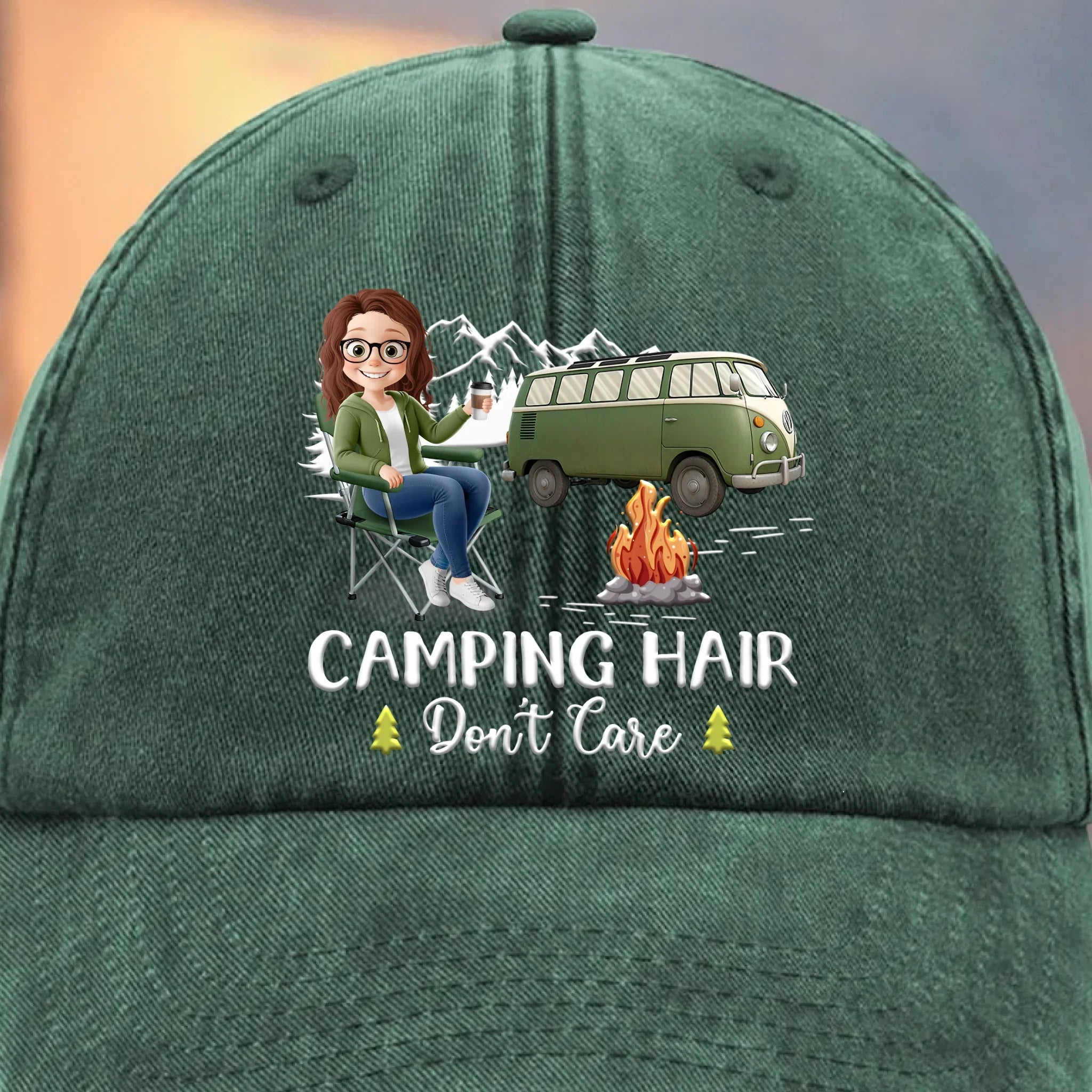 Life’s Better Around A Campfire - Camping Personalized Custom Vintage Washed Denim Baseball Cap - Gift For Camping Lovers