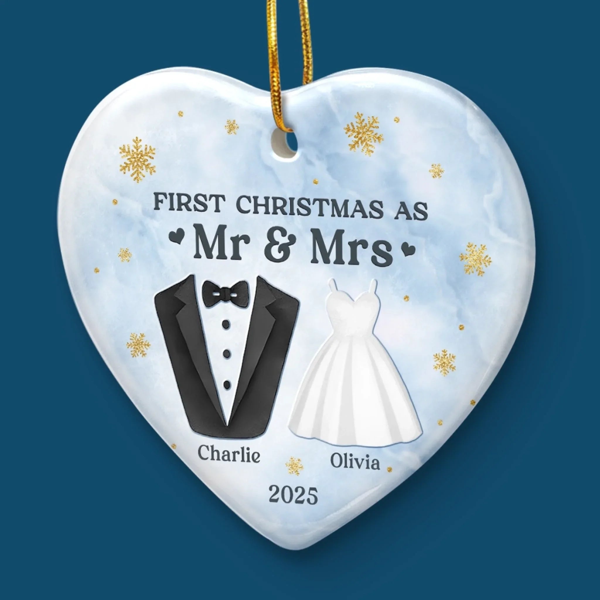 Custom Ceramic Ornament - Personalized Anniversary Christmas Wedding Gifts For Husband And Wife, Him And Her - Our First Chapter As One