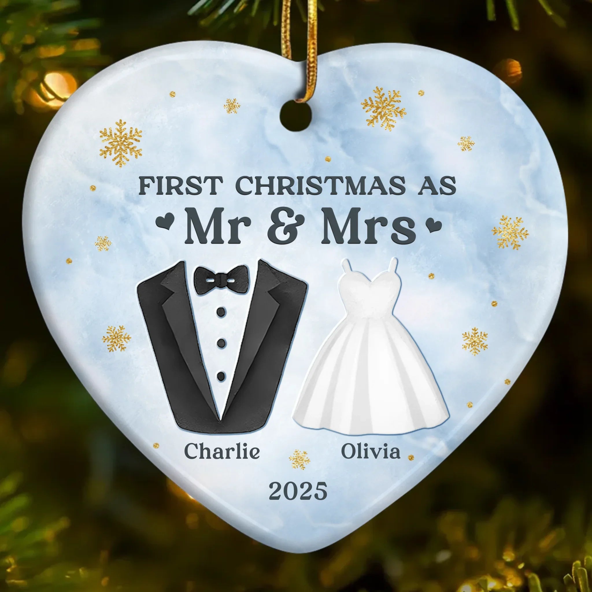 Custom Ceramic Ornament - Personalized Anniversary Christmas Wedding Gifts For Husband And Wife, Him And Her - Our First Chapter As One