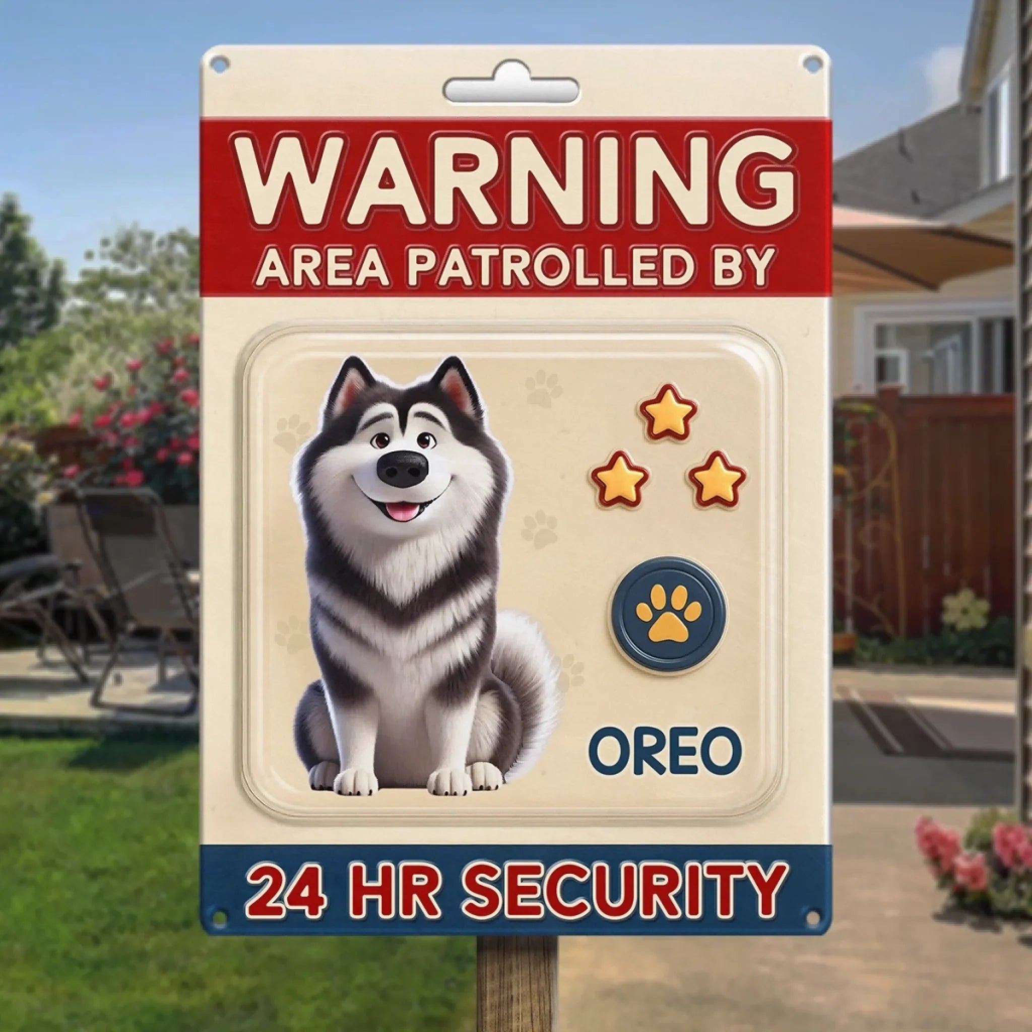 Custom Home Decor Metal Sign - Personalized Birthday Gifts For Dog Lovers, Dog Dad And Mom - Fluffy Security On Duty
