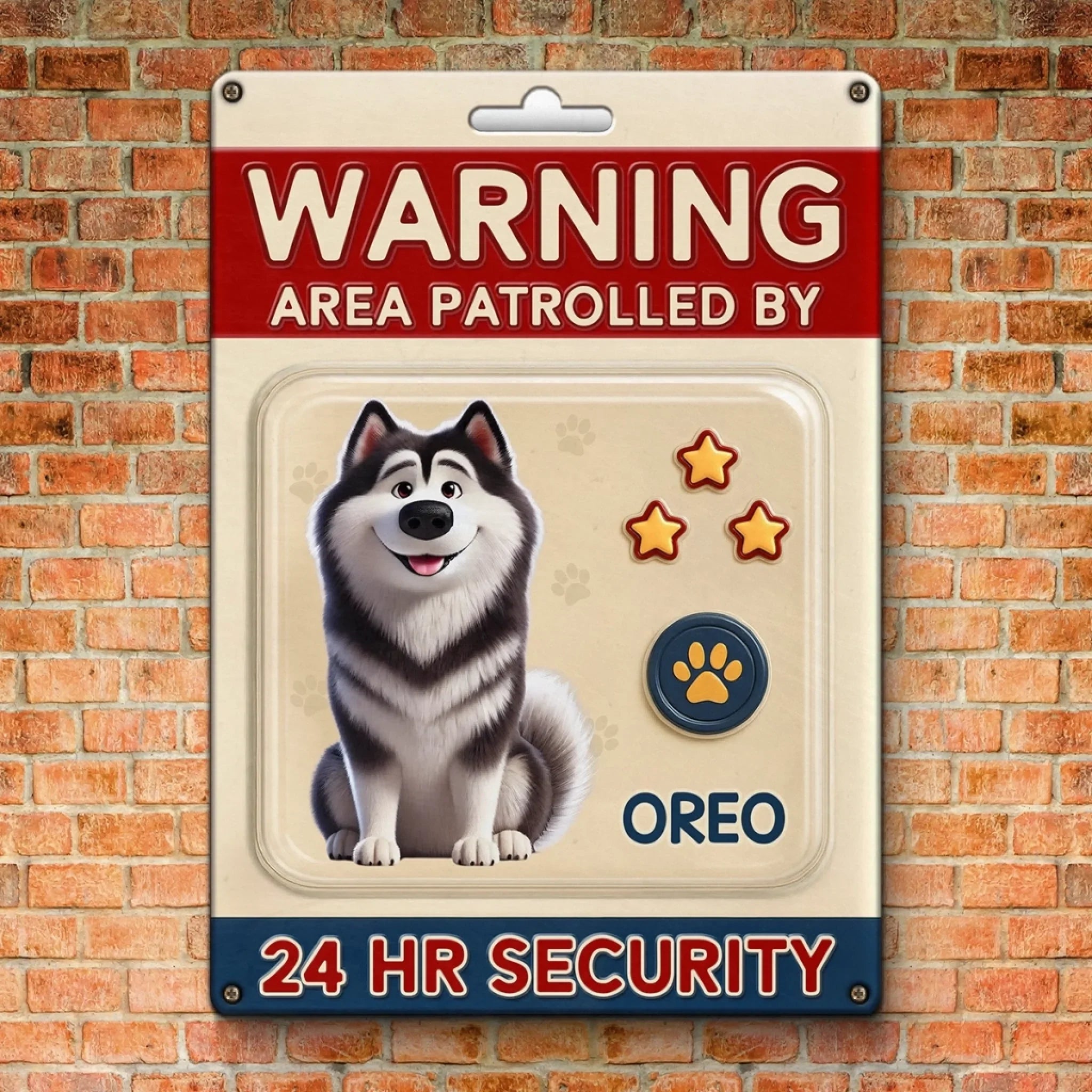 Custom Home Decor Metal Sign - Personalized Birthday Gifts For Dog Lovers, Dog Dad And Mom - Fluffy Security On Duty