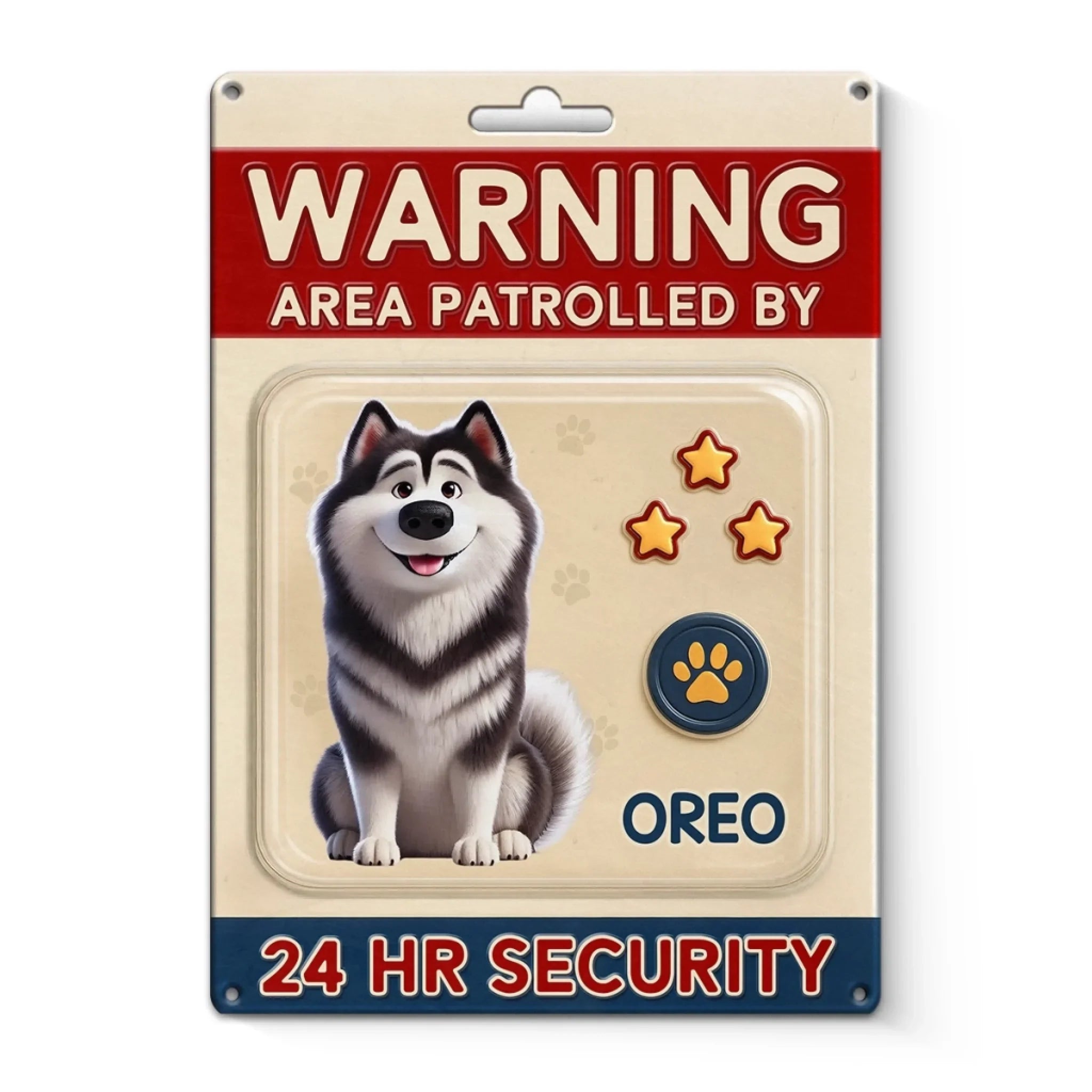 Custom Home Decor Metal Sign - Personalized Birthday Gifts For Dog Lovers, Dog Dad And Mom - Fluffy Security On Duty
