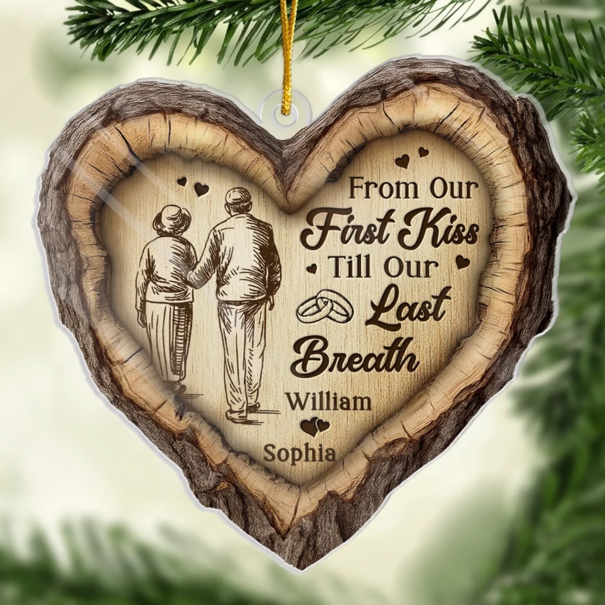 Custom Acrylic Ornament - Personalized Anniversary Christmas Wedding Gifts For Husband And Wife, Him And Her - Together In Heart And Soul