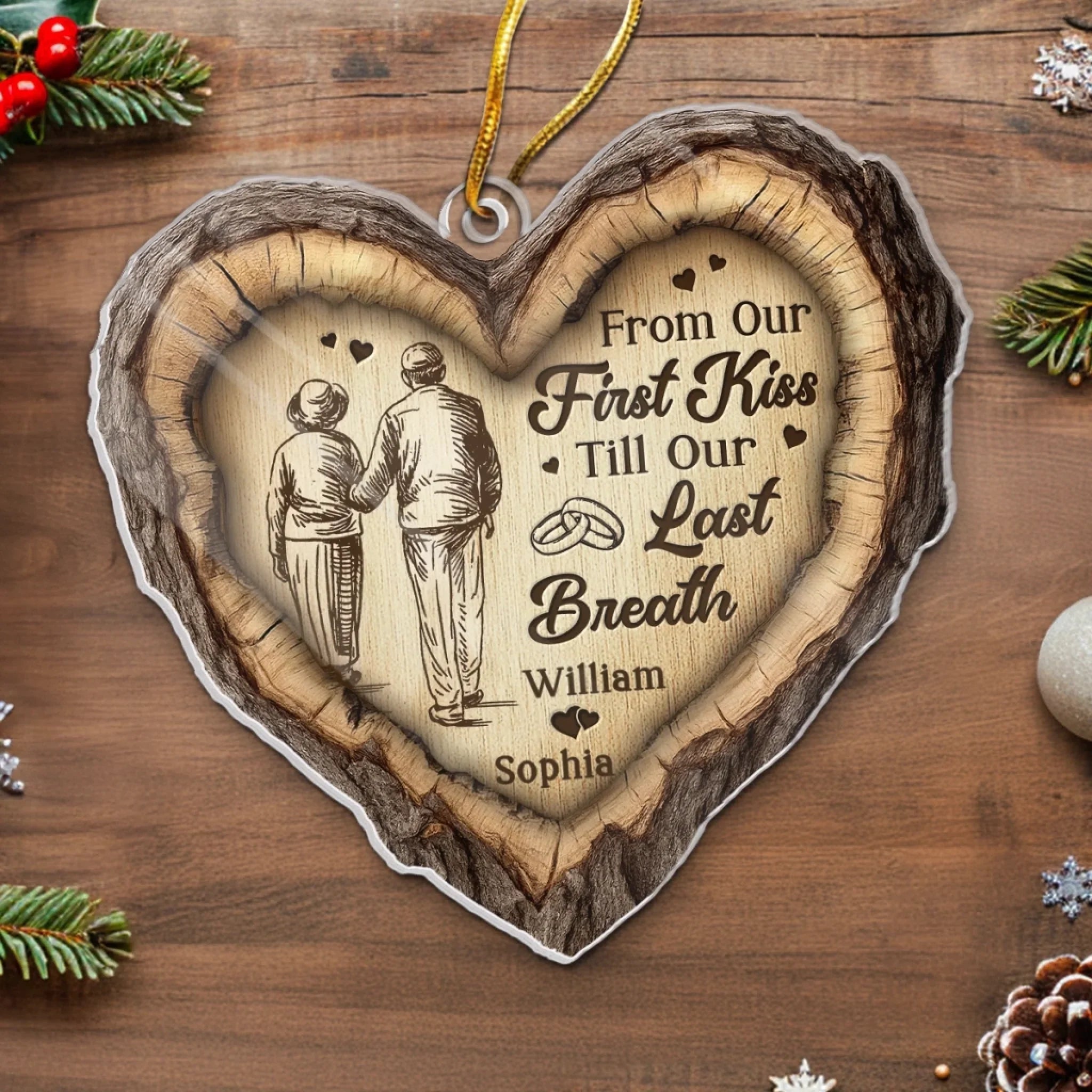 Custom Acrylic Ornament - Personalized Anniversary Christmas Wedding Gifts For Husband And Wife, Him And Her - Together In Heart And Soul