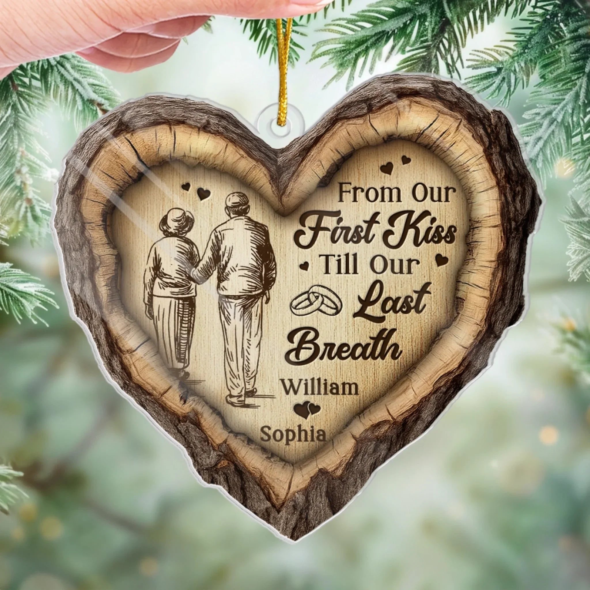 Custom Acrylic Ornament - Personalized Anniversary Christmas Wedding Gifts For Husband And Wife, Him And Her - Together In Heart And Soul