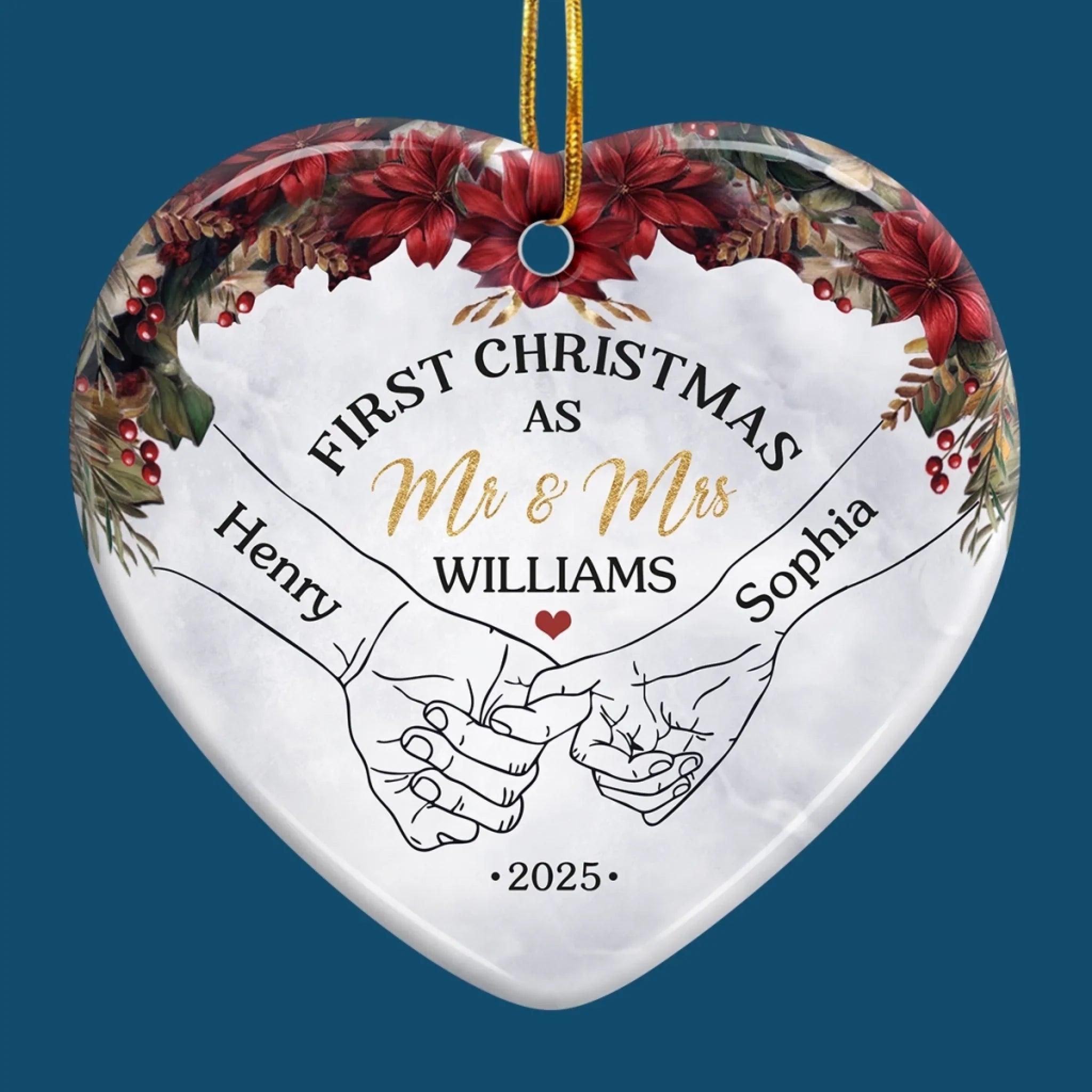 Custom Ceramic Ornament - Personalized Anniversary Christmas Wedding Gifts For Husband And Wife, Him And Her - Forever Begins This Christmas