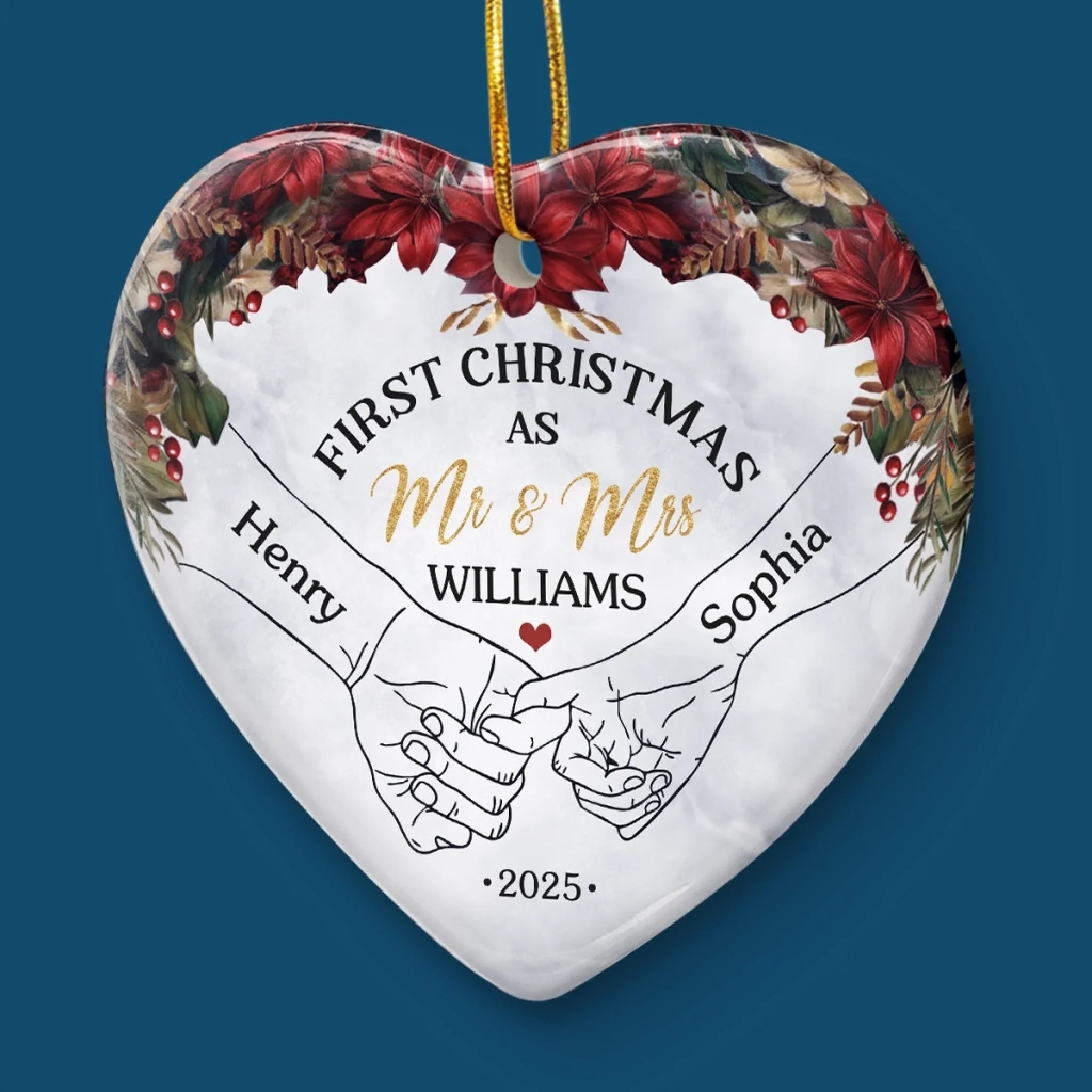 Custom Ceramic Ornament - Personalized Anniversary Christmas Wedding Gifts For Husband And Wife, Him And Her - Forever Begins This Christmas
