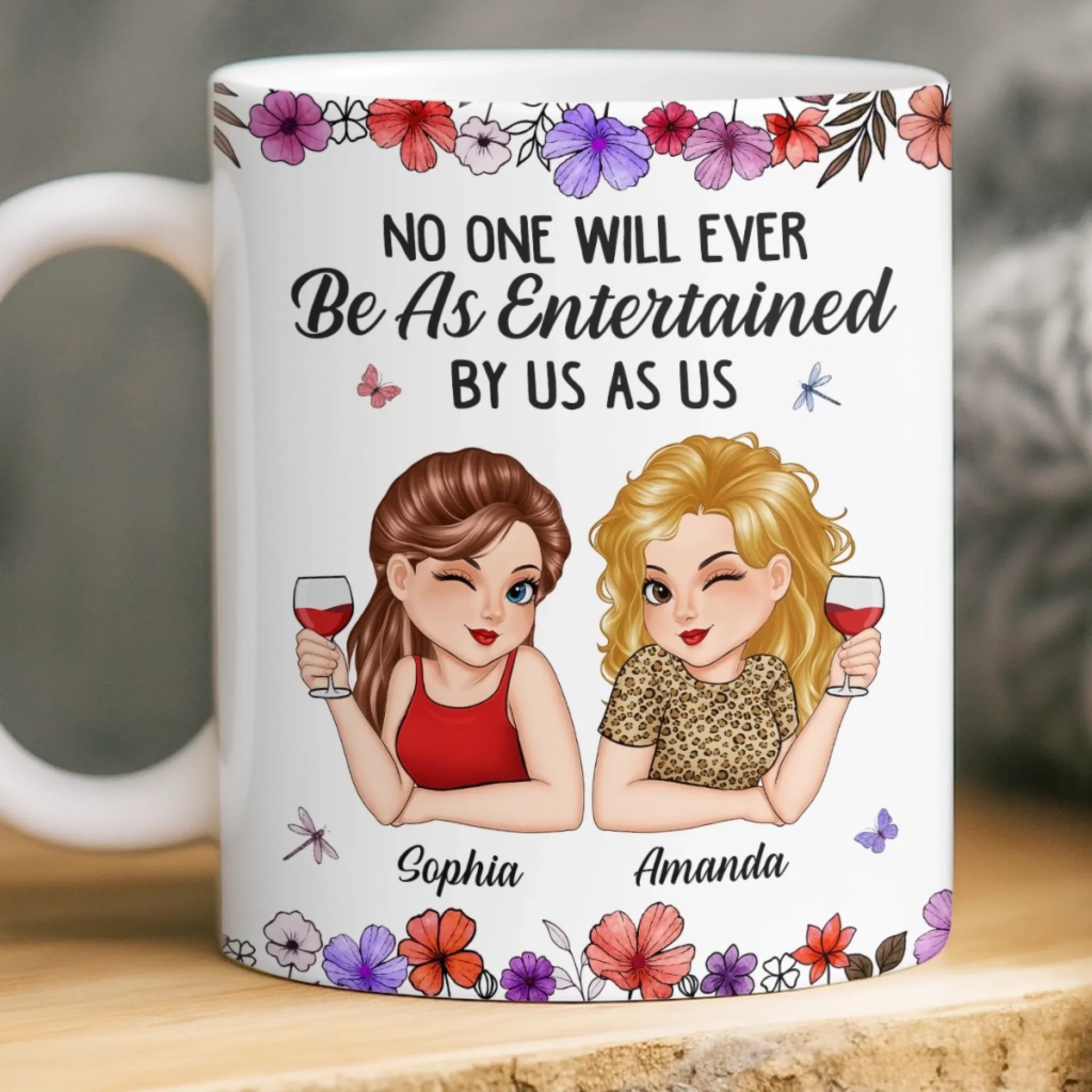Custom Mug - Personalized Best Friend Birthday Gifts For Women, Besties, Sisters, BFF - Partners In Wine And Chaos