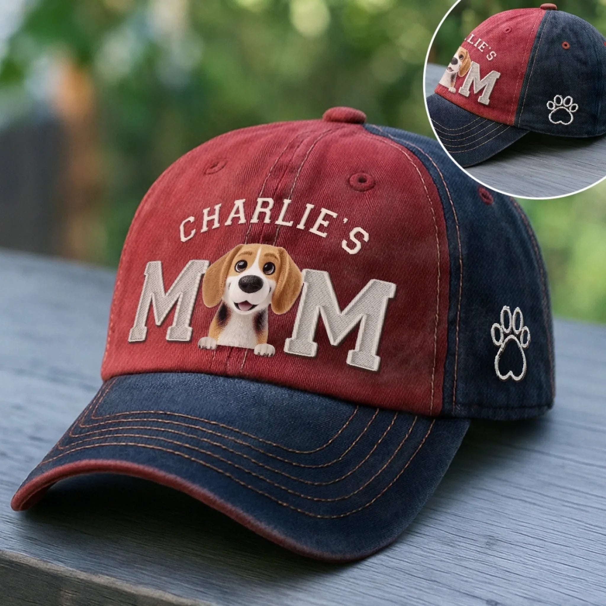 Custom Embroidered Effect Washed Denim Baseball Cap - Personalized Birthday Gifts For Dog Cat Lovers, Dog Dad And Mom, Cat Owners - Proud Dog Mom