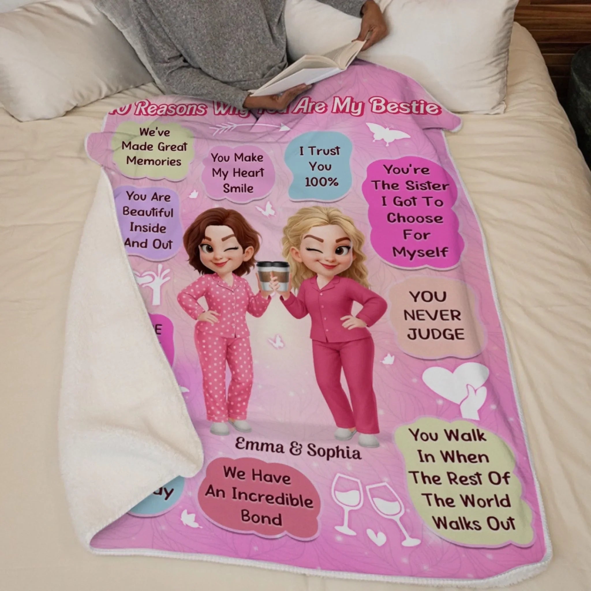 Custom Blanket - Personalized Best Friend Birthday Gifts For Women, Besties, Sisters, BFF - 10 Reasons You Are My Bestie