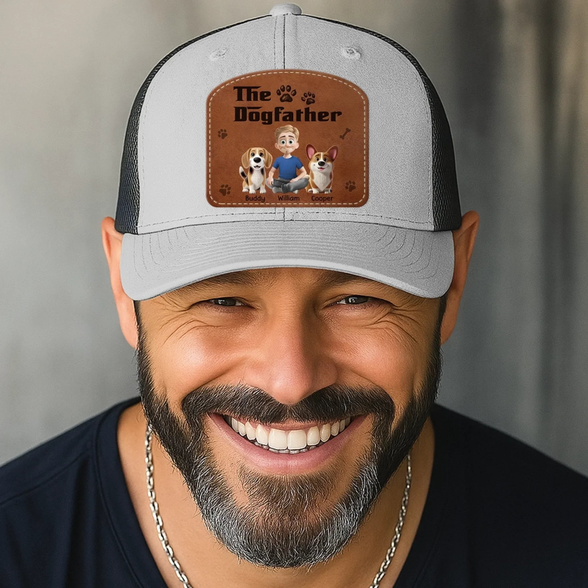 Custom Shaped Leather Patch Hat - Personalized Birthday Gifts For Dog Lovers, Dog Dad And Mom - Treat Dealer