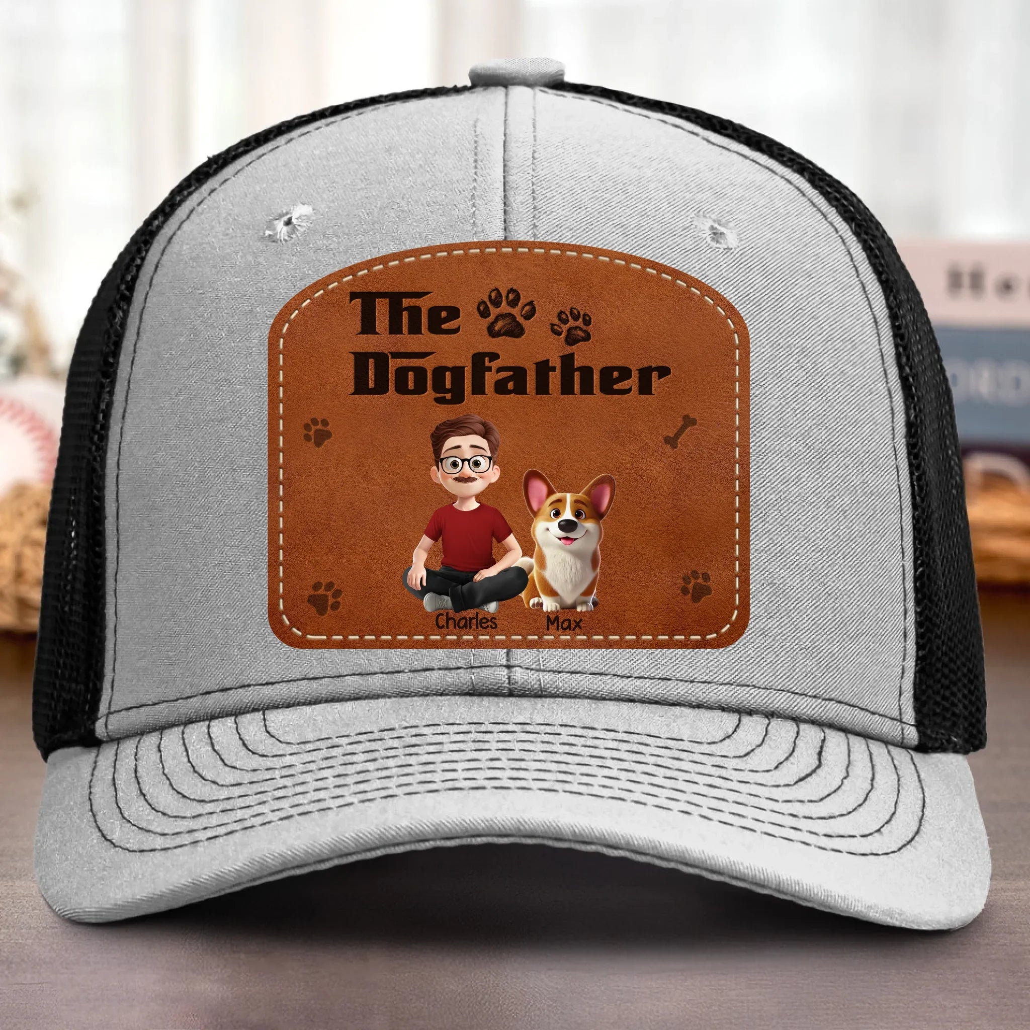 Custom Shaped Leather Patch Hat - Personalized Birthday Gifts For Dog Lovers, Dog Dad And Mom - Treat Dealer
