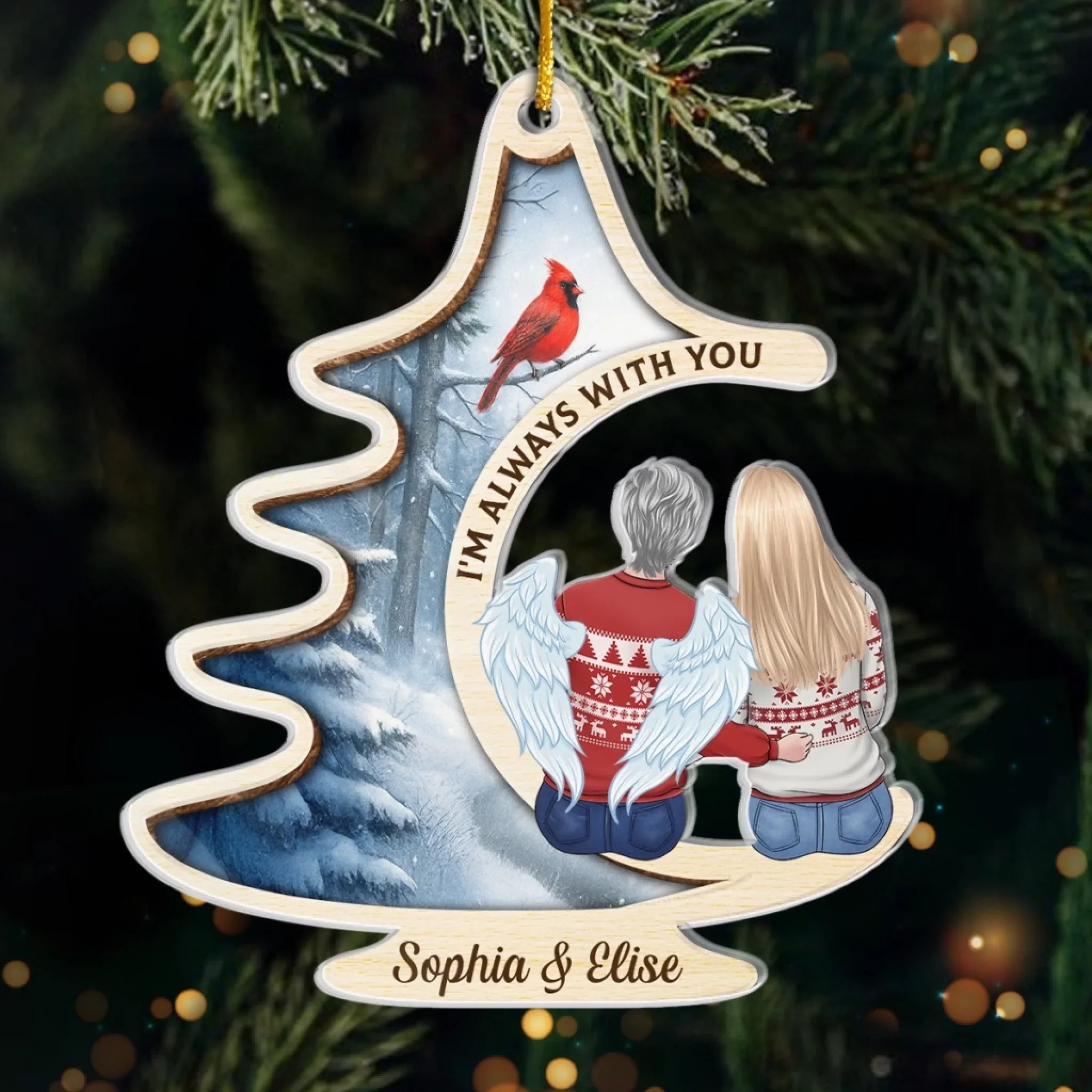Custom Acrylic Ornament - Personalized Memorial Sympathy Gifts For Loss Of Mom, Dad - Beside You Always