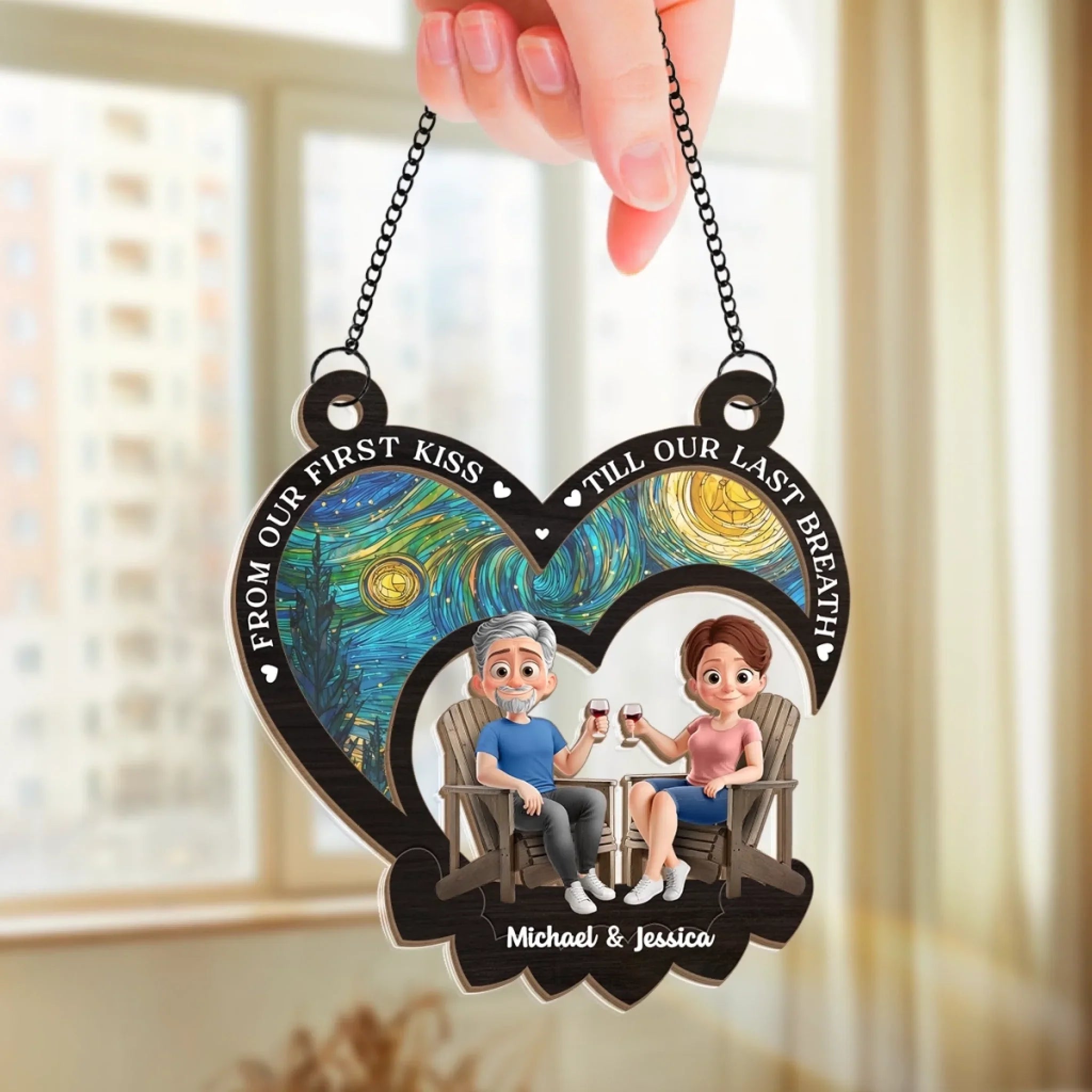Custom Window Hanging Suncatcher Ornament - Personalized Anniversary Wedding Gifts For Husband And Wife, Him And Her - You’re My Forever Home