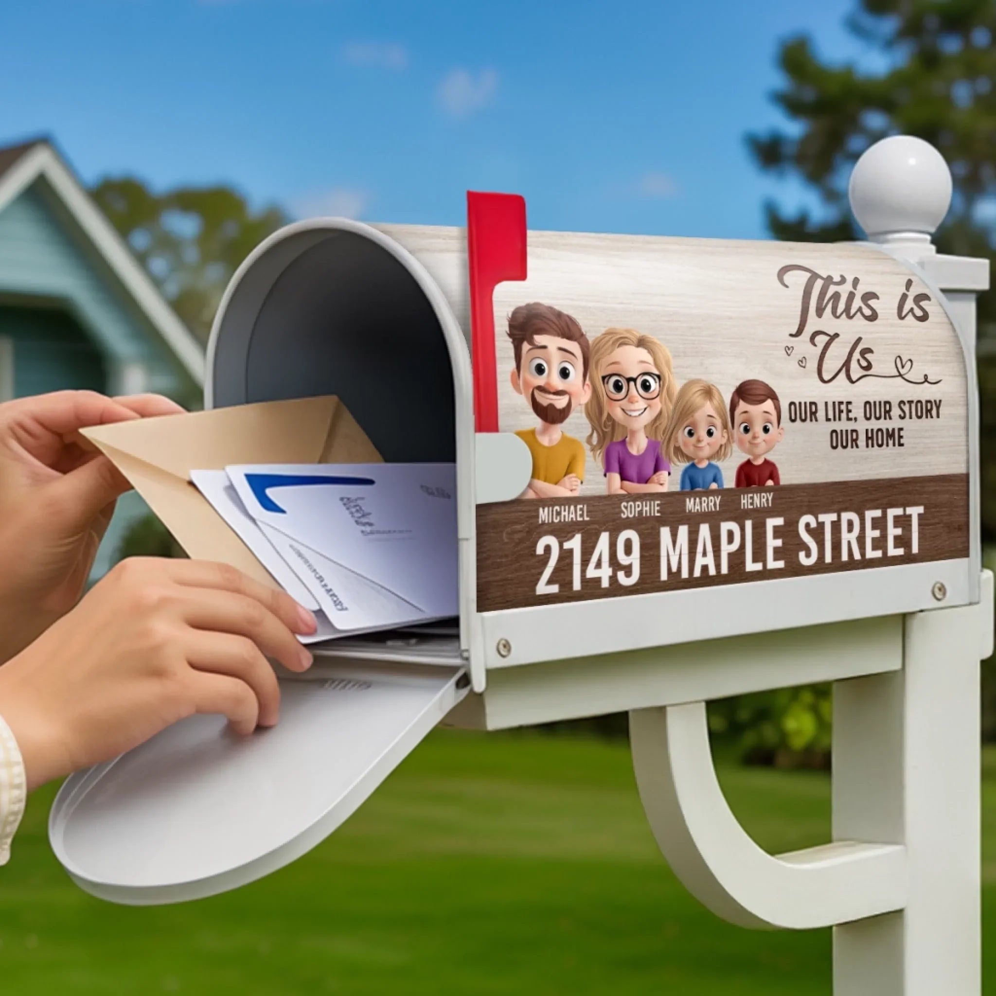 Custom Magnetic Mailbox Cover - Personalized Birthday Gifts For Mom, Dad, Kids - Addressed With Love