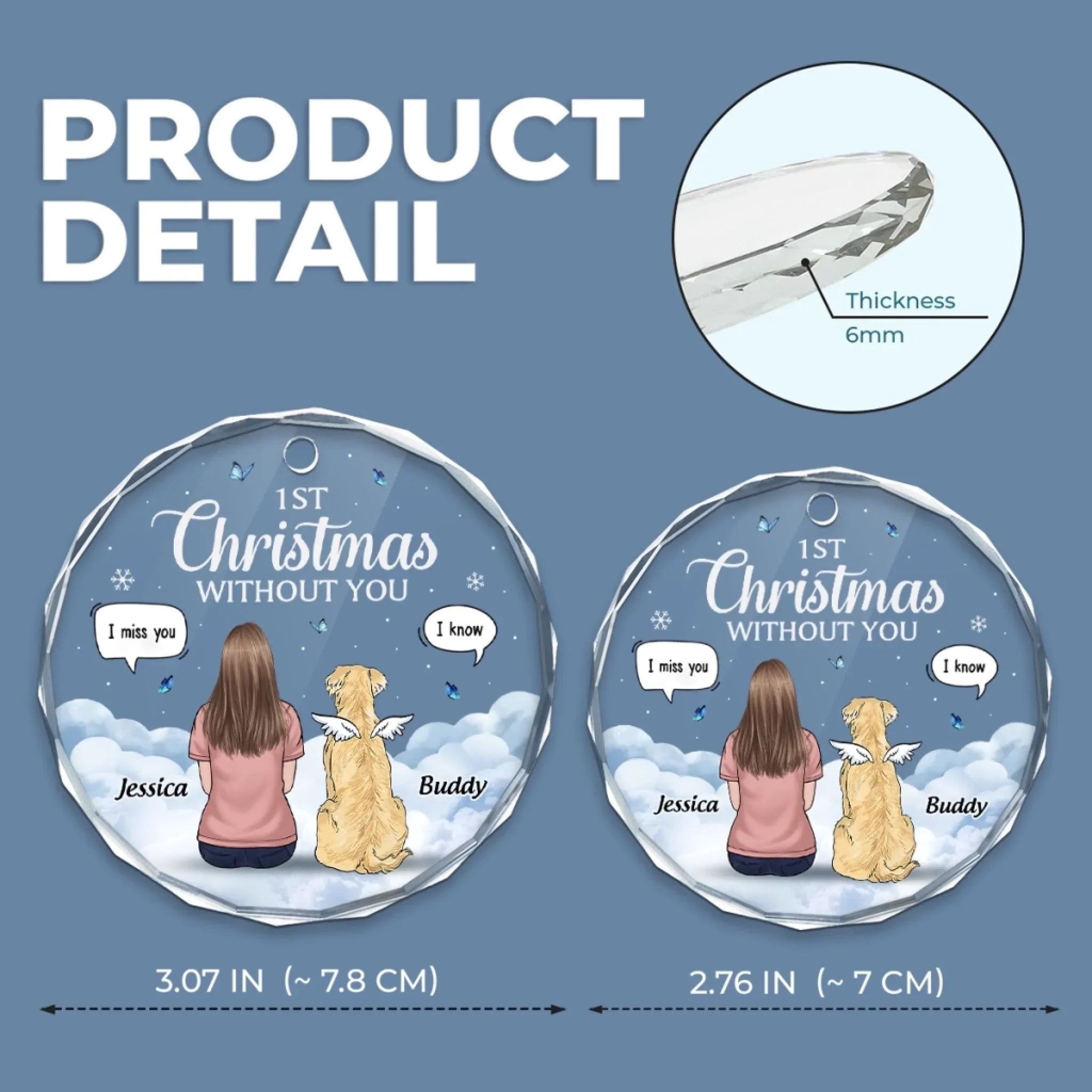 Custom Circle Glass Ornament - Personalized Pet Christmas Memorial Sympathy Gifts For Dogs - Missing You Always
