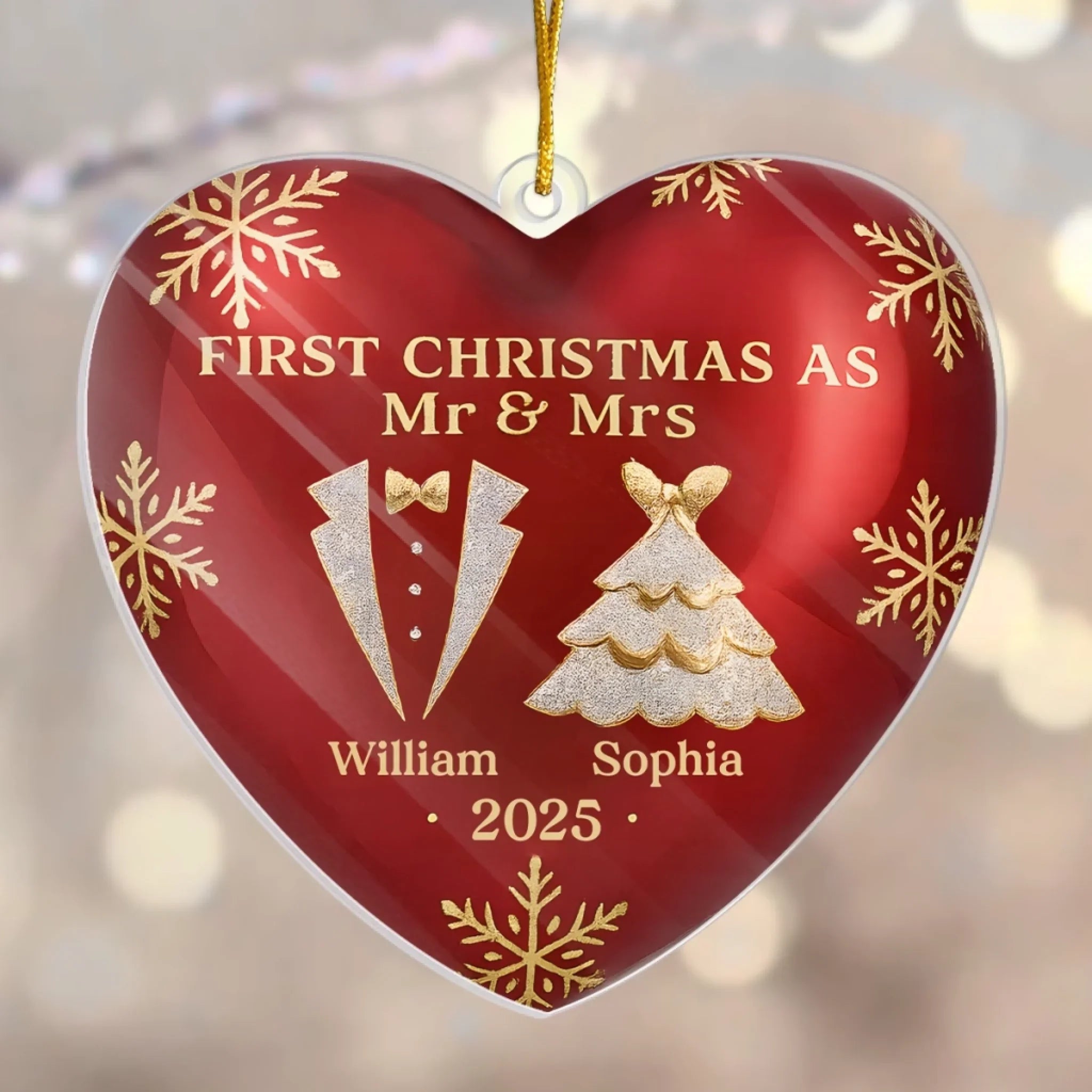 Custom Acrylic Ornament - Personalized Anniversary Christmas Wedding Gifts For Husband And Wife, Him And Her - Love Wrapped In Our First Christmas