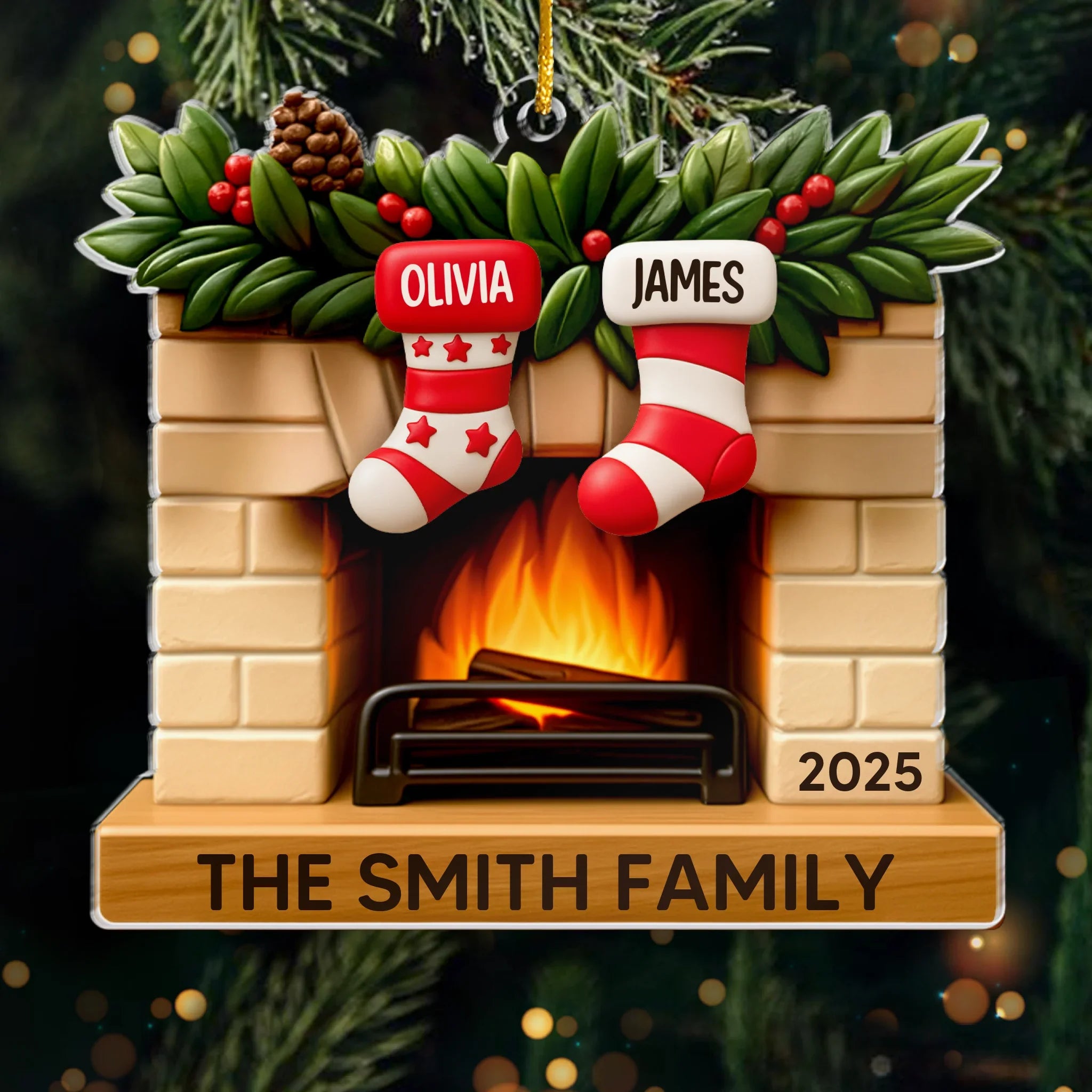 Custom Acrylic Ornament - Personalized Christmas Birthday Gifts For Mom, Dad, Kids - Our Merry Stockings