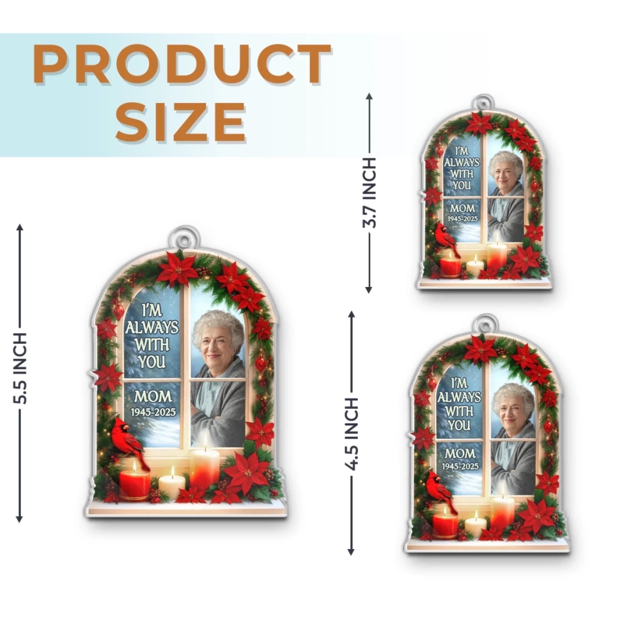 Custom Photo Acrylic Ornament - Personalized Christmas Memorial Sympathy Gifts For Loss Of Mom, Dad - The Light Of Your Love Guides Me