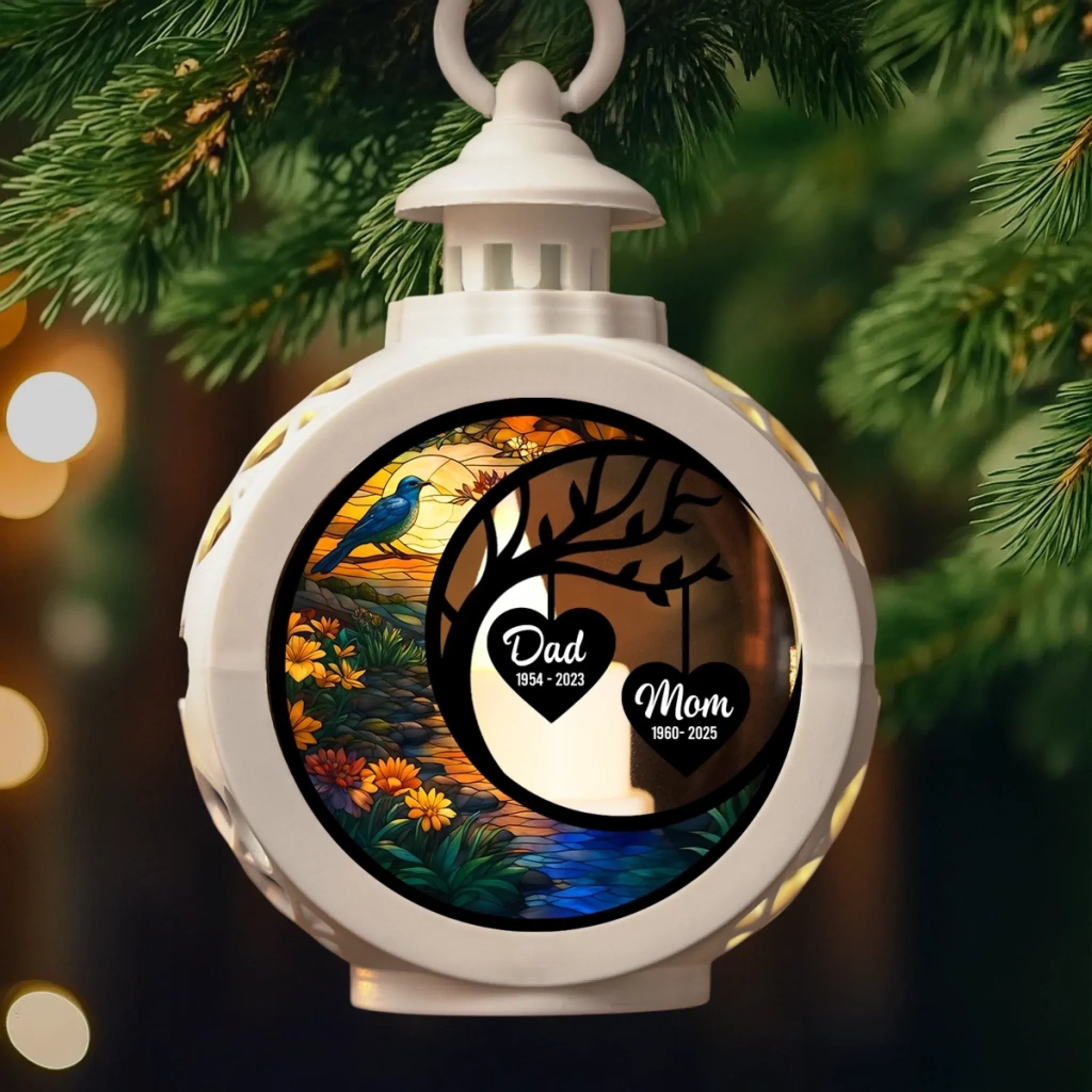 Custom Candlelight Lantern Ornament - Personalized Christmas Memorial Sympathy Gifts For Loss Of Mom, Dad - The Light You Left Still Shines
