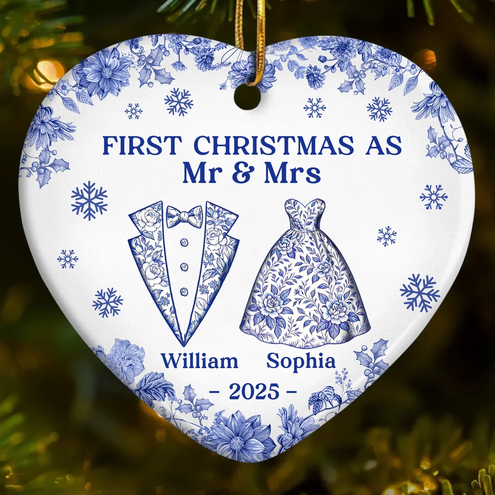 Custom Ceramic Ornament - Personalized Anniversary Christmas Wedding Gifts For Husband And Wife, Him And Her - The Christmas We Became Mr And Mrs