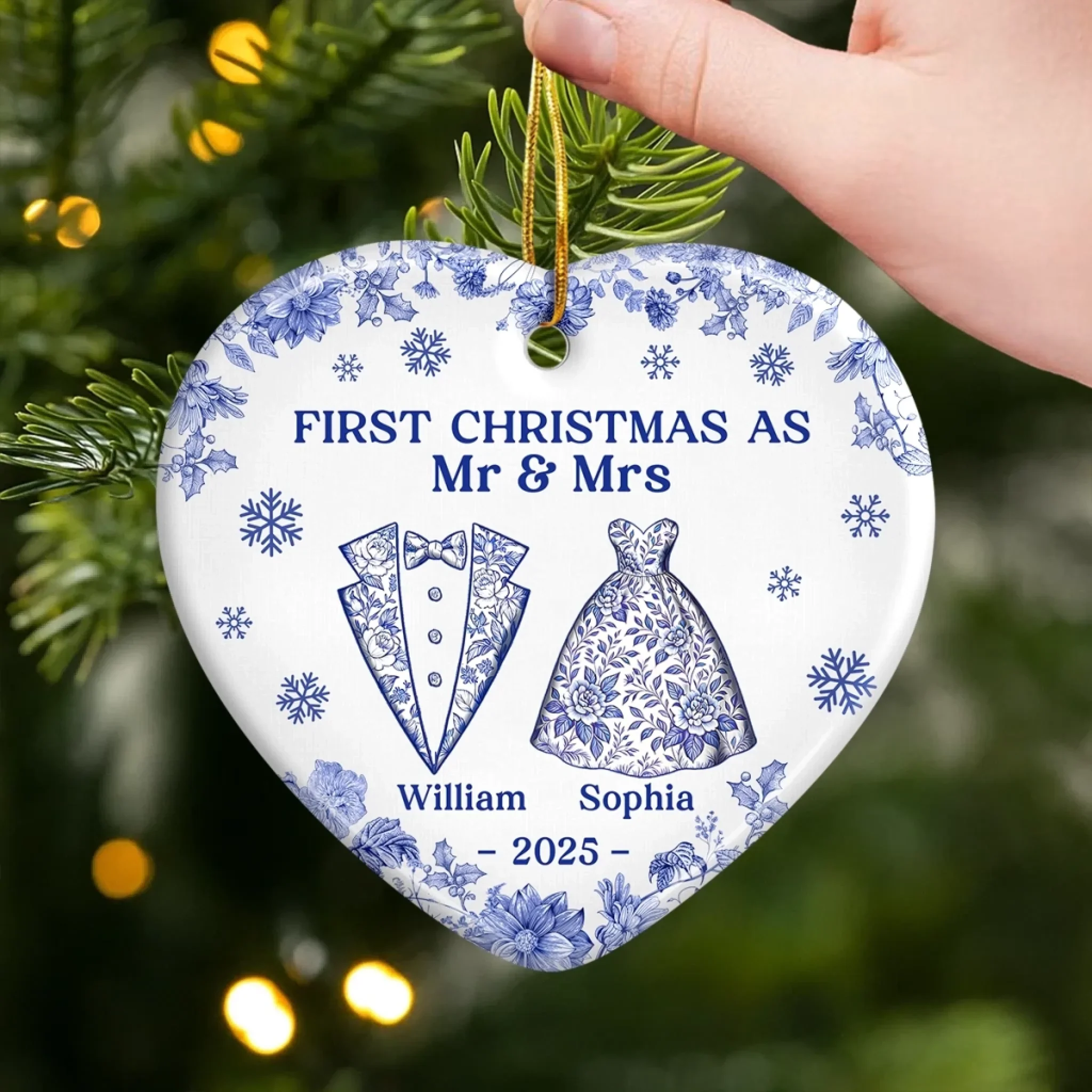 Custom Ceramic Ornament - Personalized Anniversary Christmas Wedding Gifts For Husband And Wife, Him And Her - The Christmas We Became Mr And Mrs