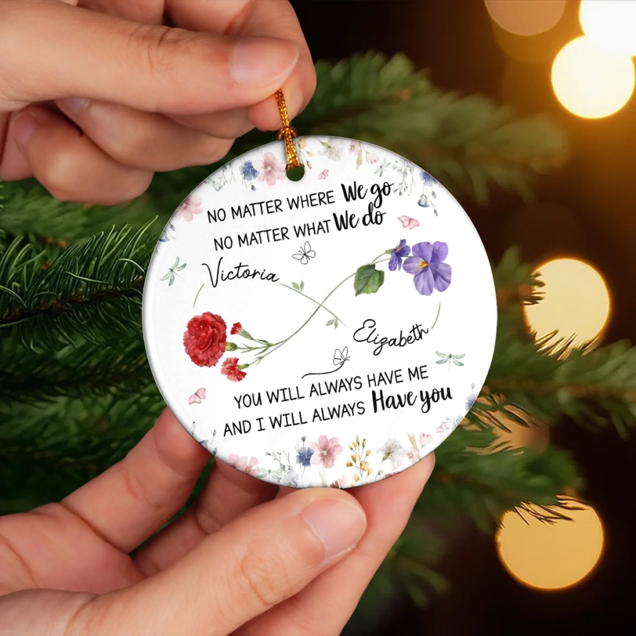 Custom Ceramic Ornament - Personalized Best Friend Christmas Birthday Gifts For Women, Besties, Sisters, BFF - Different Paths, Same Bond