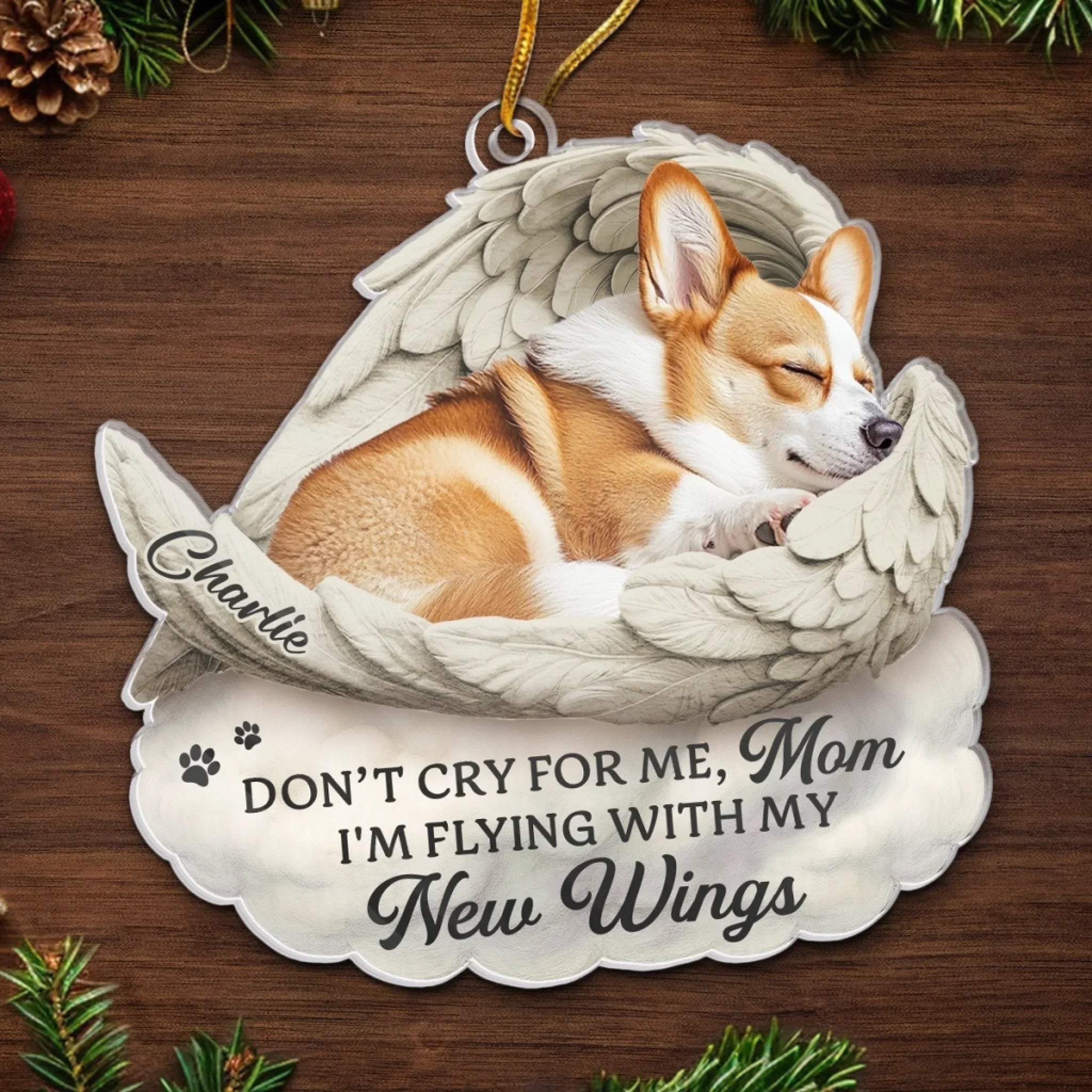 Custom Photo Acrylic Ornament - Personalized Pet Christmas Memorial Sympathy Gifts For Dogs, Cats - Forever Loved, Never Forgotten