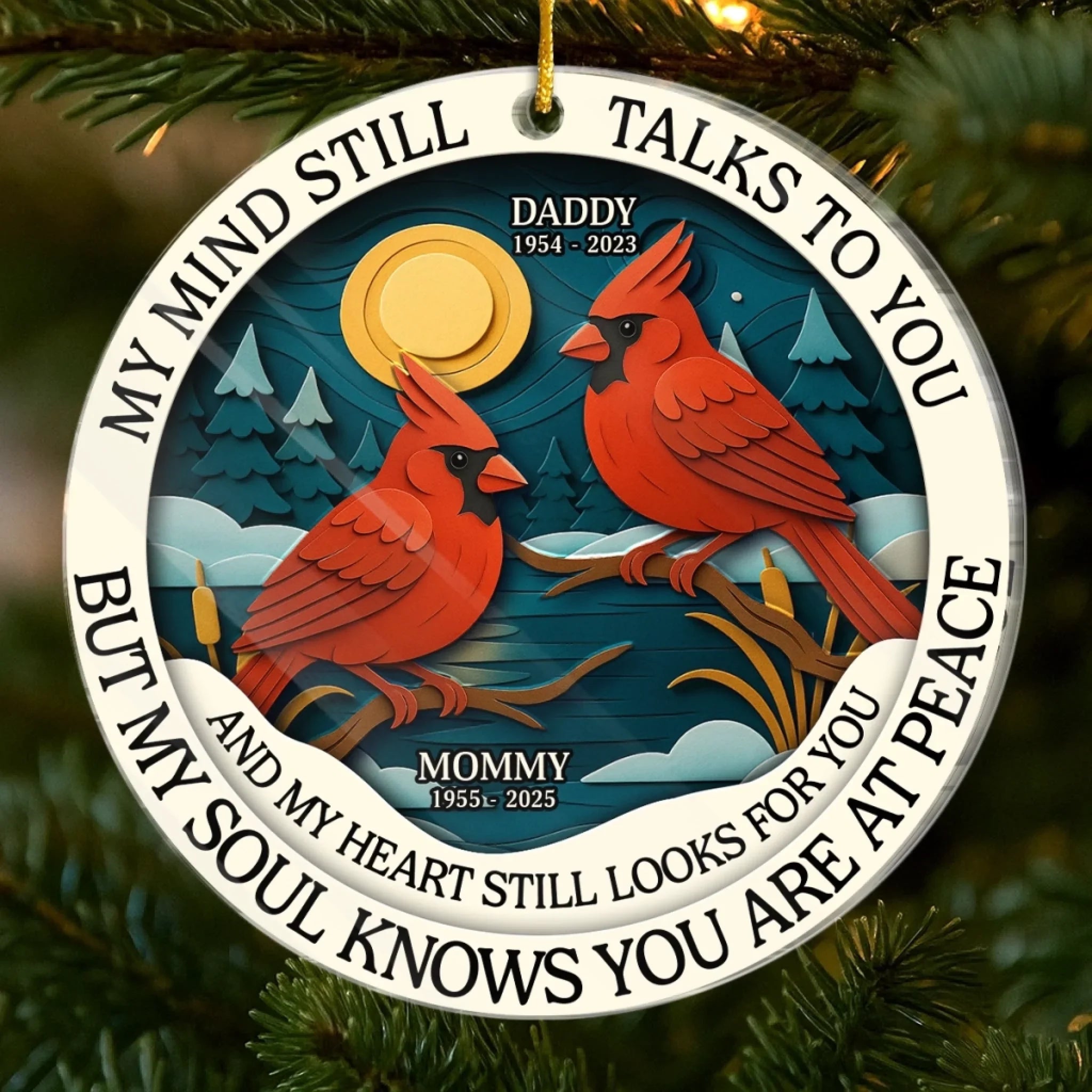 Custom Acrylic Ornament - Personalized Christmas Memorial Sympathy Gifts For Loss Of Mom, Dad - Never Gone From Me
