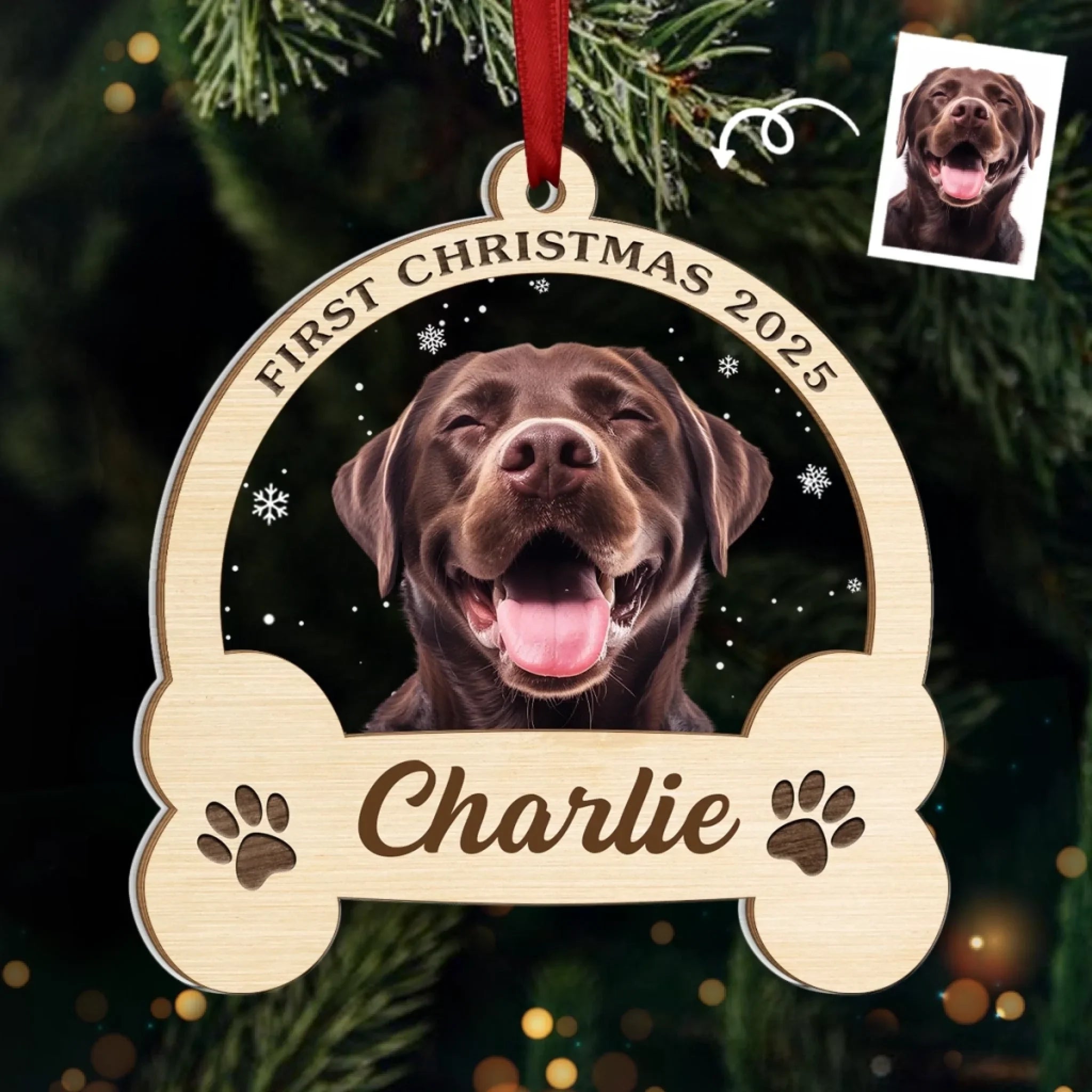 Custom Photo Wood & Acrylic Ornament - Personalized Christmas Birthday Gifts For Dog Cat Lovers, Dog Dad And Mom, Cat Owners - Santa’s Goodest Helper