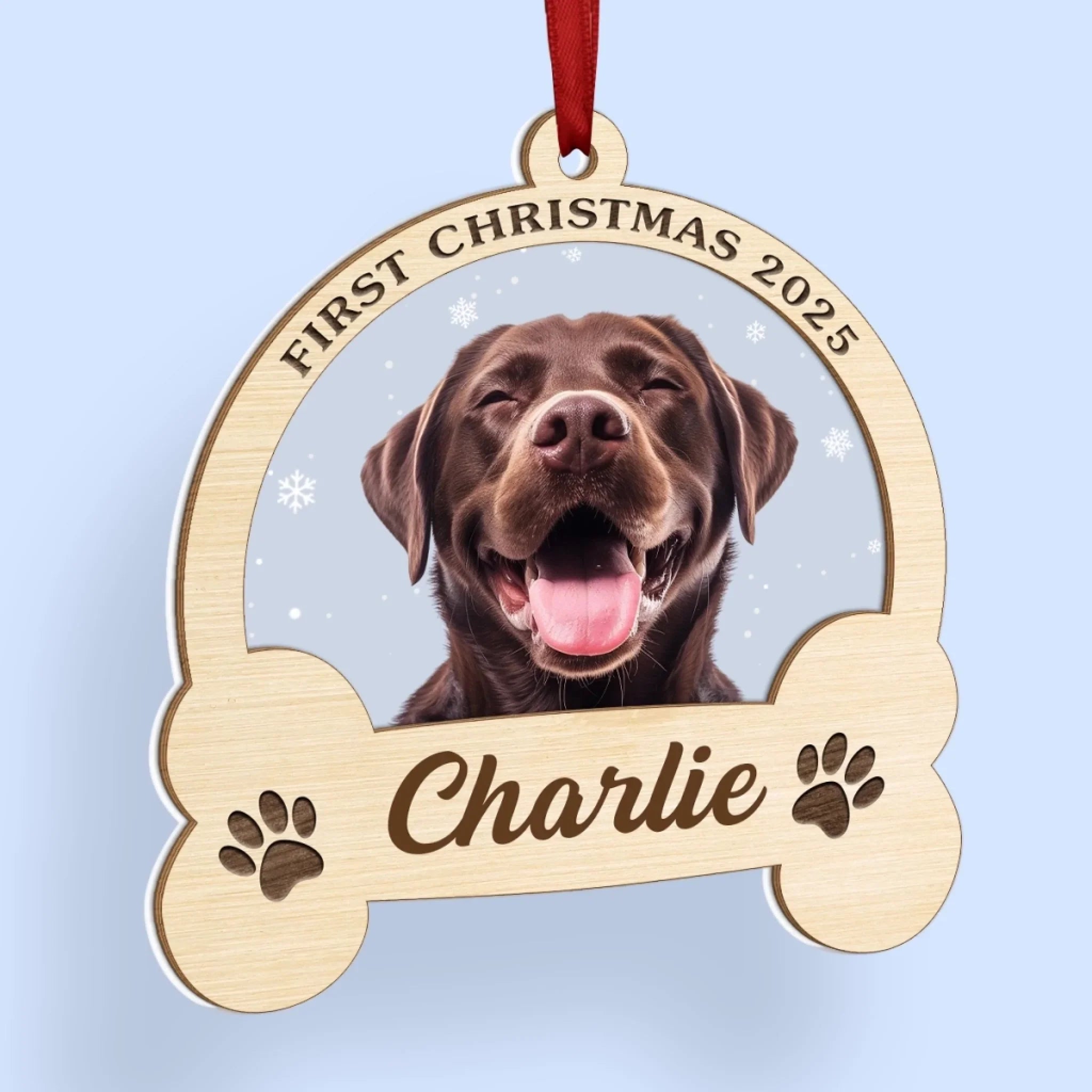 Custom Photo Wood & Acrylic Ornament - Personalized Christmas Birthday Gifts For Dog Cat Lovers, Dog Dad And Mom, Cat Owners - Santa’s Goodest Helper