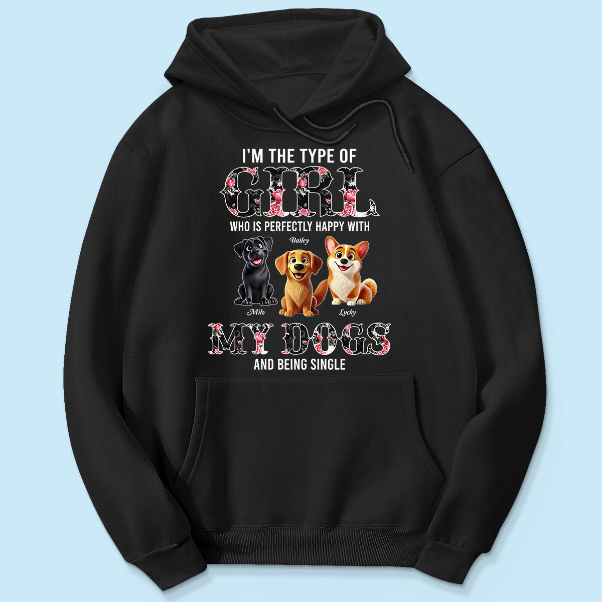 Perfectly Happy With Dogs And Being Single Cute Realistic Cartoon Dog Personalized Shirt, Birthday Gift For Dog Owner, Dog Lover