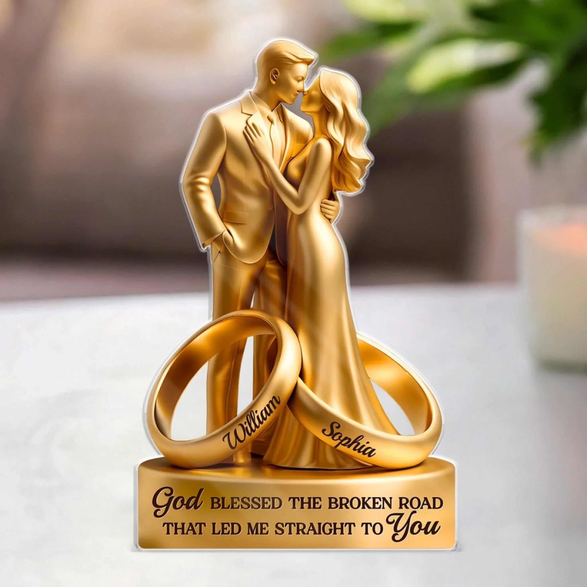 Custom Acrylic Plaque - Personalized Anniversary Wedding Gifts For Husband And Wife, Him And Her - With You, I Am Complete