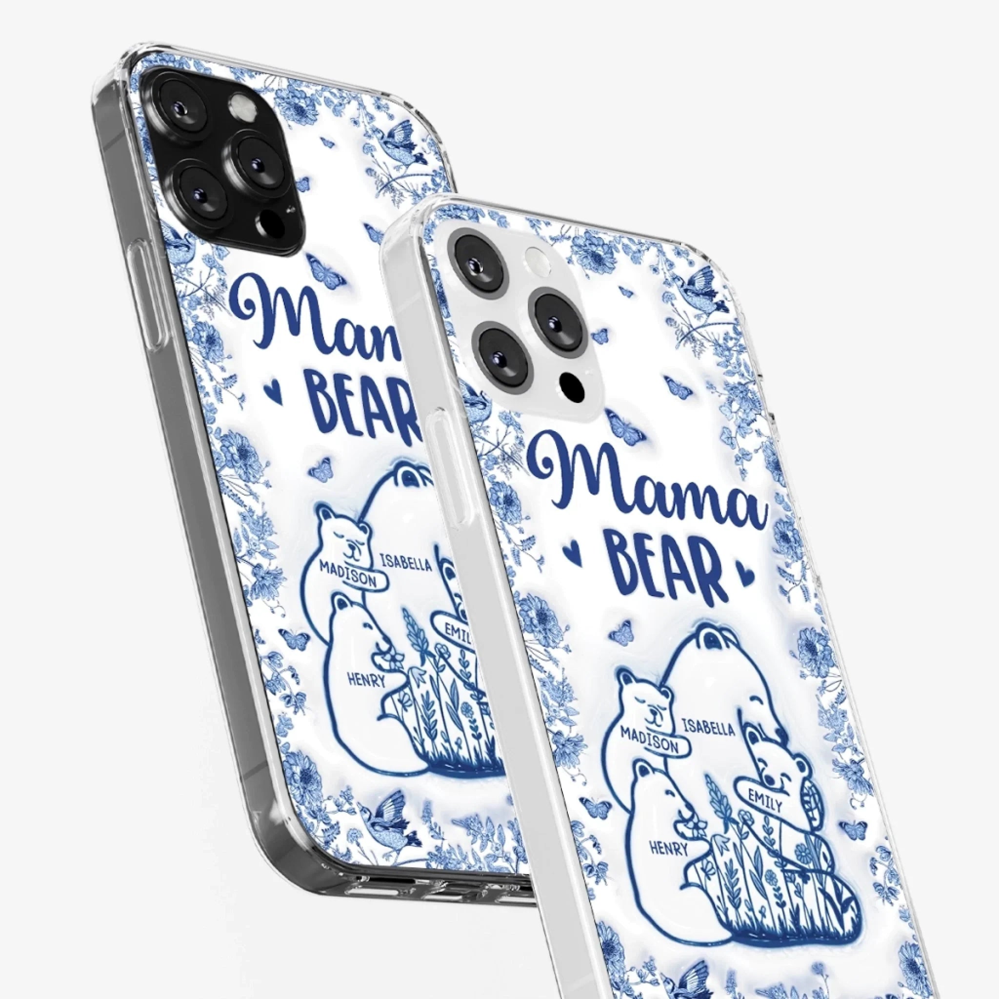 Custom 3D Inflated Effect Printed Clear Phone Case - Personalized Birthday Gifts For Mom, Grandma - Love You Beary Much