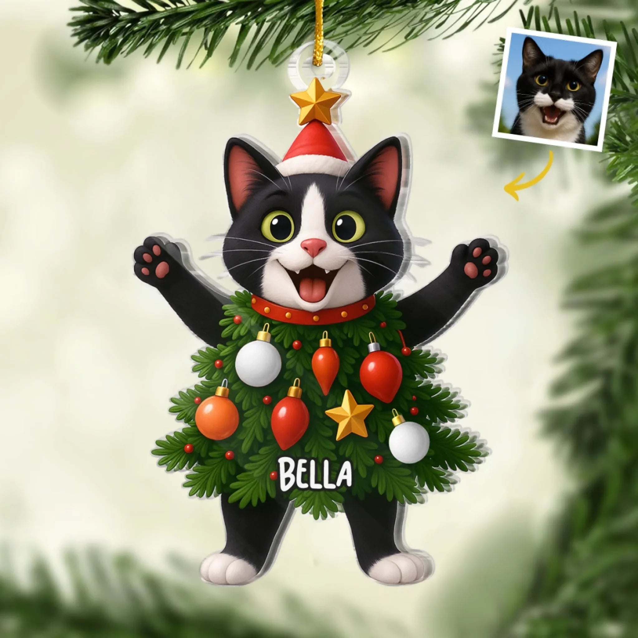 Custom Photo Acrylic Ornament - Personalized Christmas Birthday Gifts For Dog Cat Lovers, Dog Dad And Mom, Cat Owners - Festive Fur Real